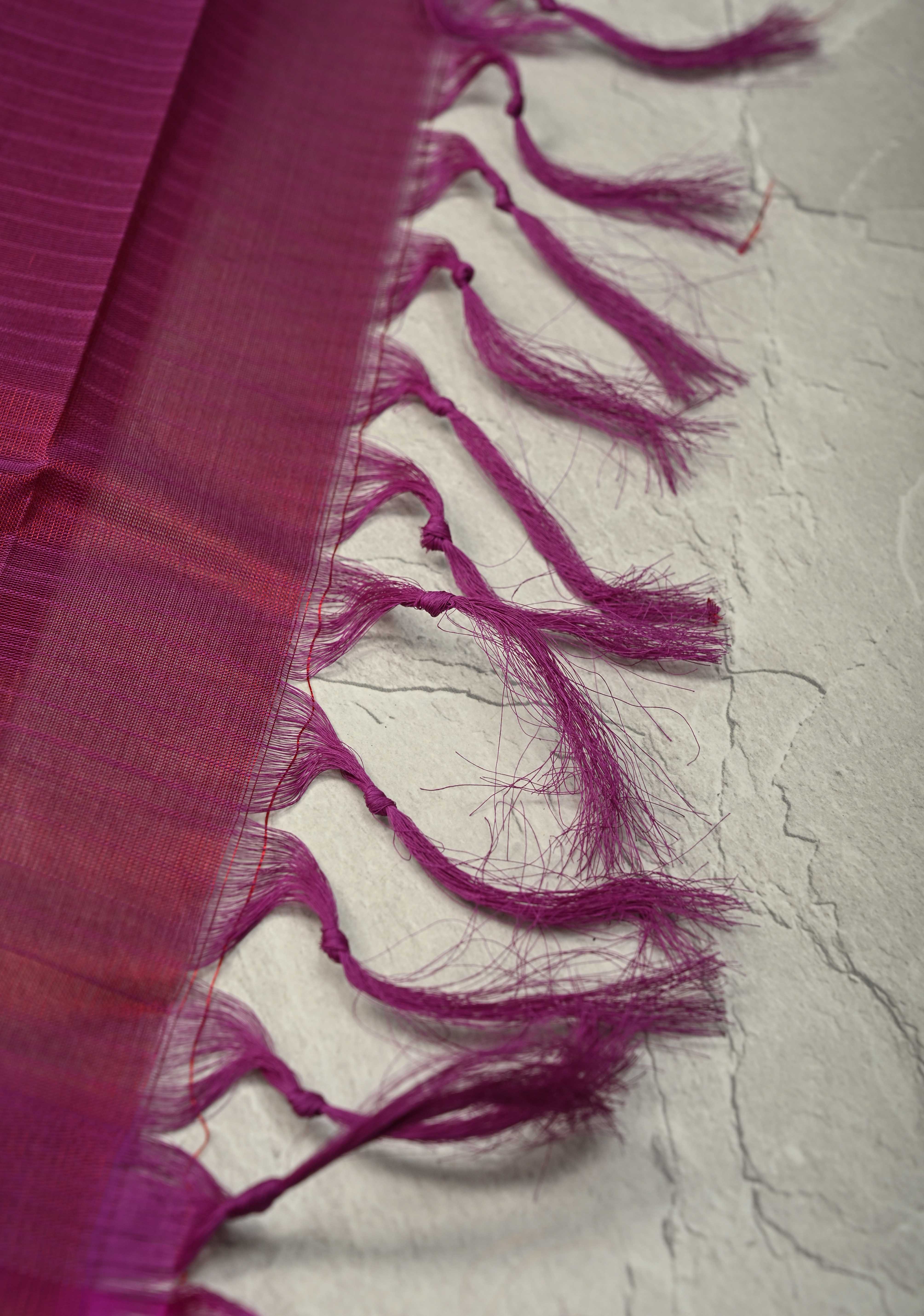 Sandalwood Self Checks on Kanchi Silk Cotton Handloom Saree with Zari Buttas and Checks on Contrast Zari Border | Shobitam