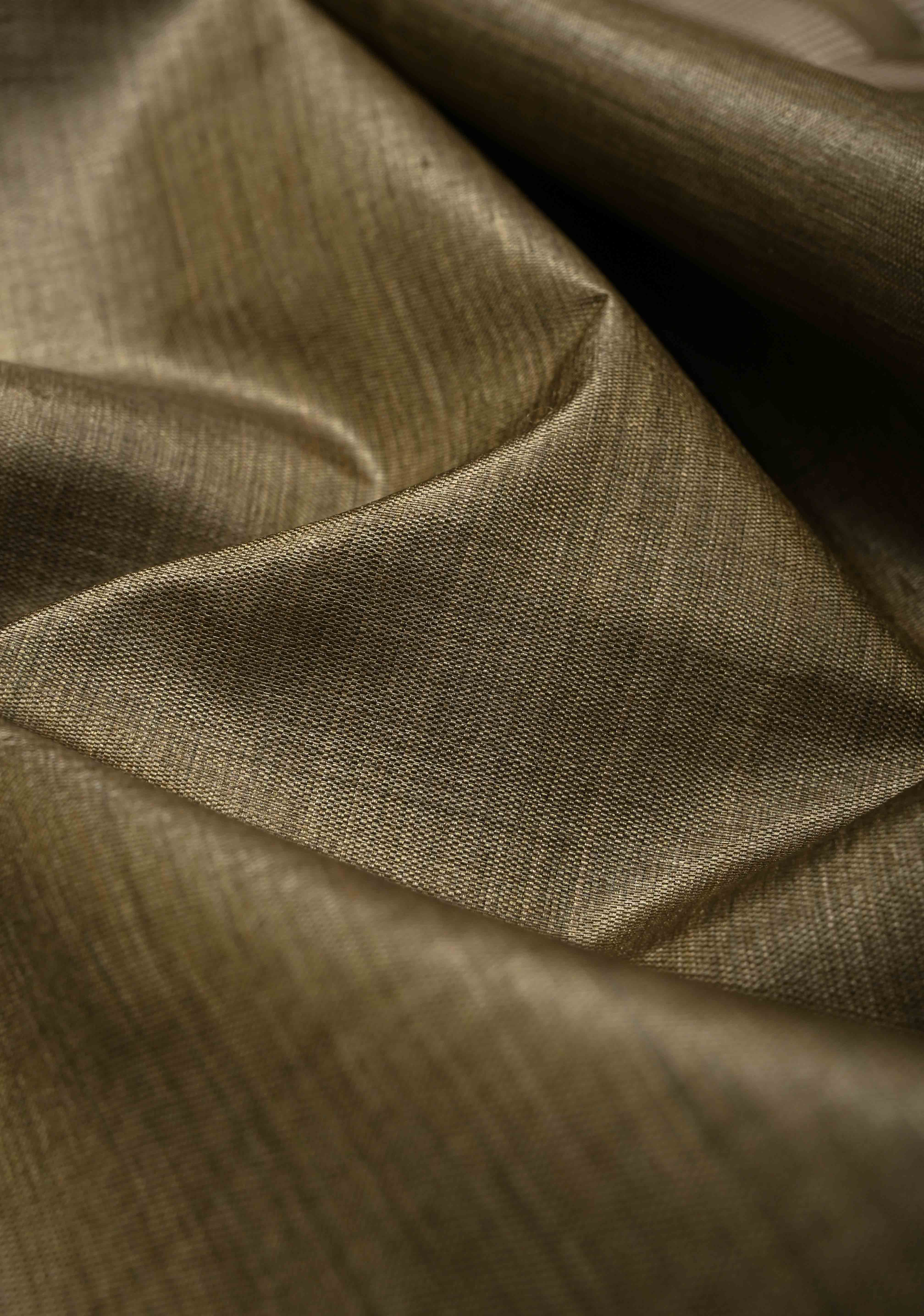 Wood Brown Tussar Silk saree with Vertical Resham Stripes on Border | SILK MARK CERTIFIED | Shobitam