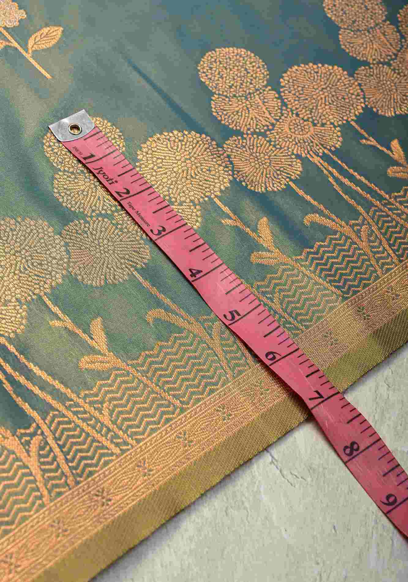 Blue Dual tone Kanchi Semi Silk Saree with Alfi Floral Buttas and Zari Border Pre stitch saree