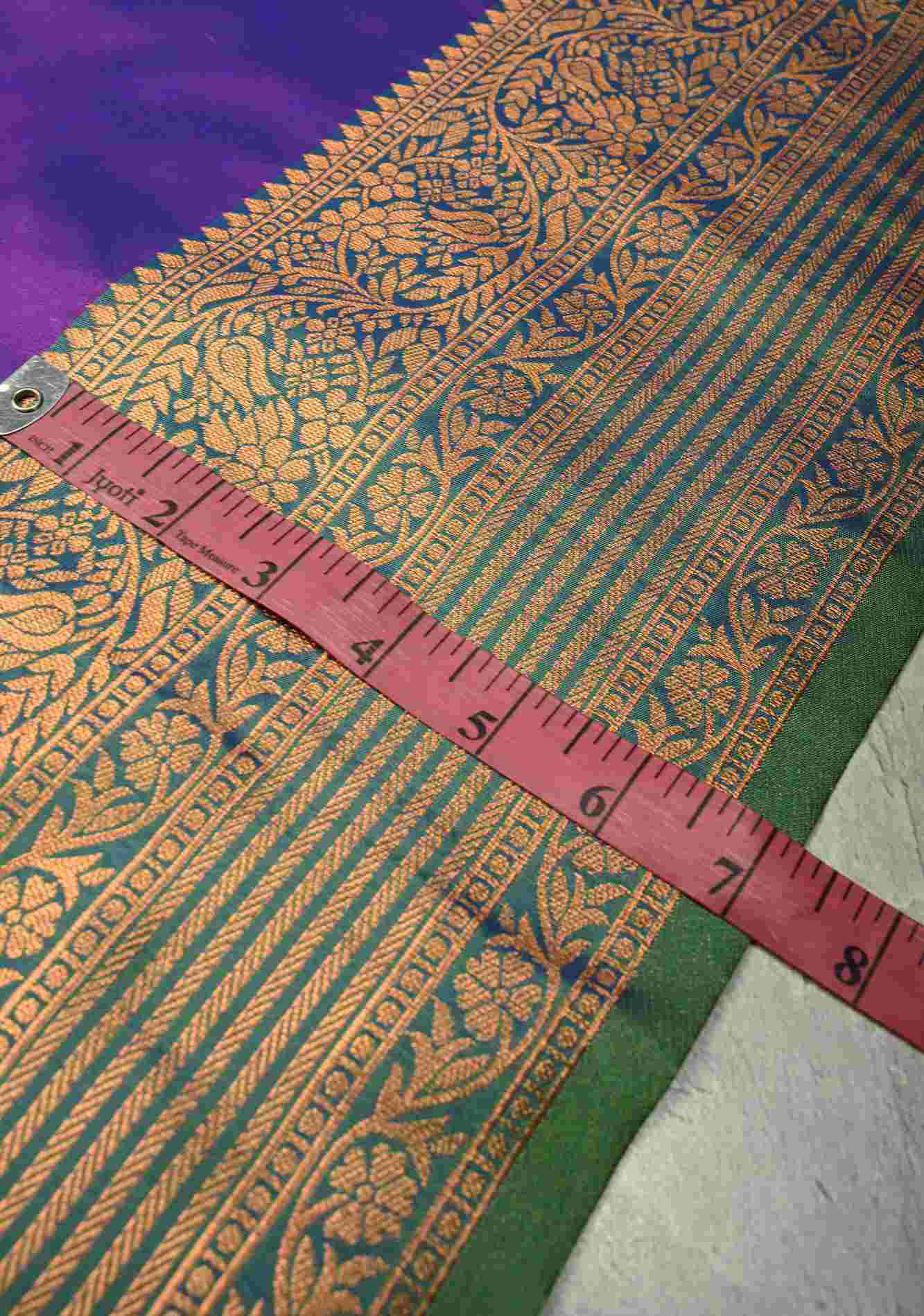 Purple Dual tone Kanchi Semi Silk Saree with Temple Chariot Zari Buttas and Contrast Zari Border Ready To Wear Saree