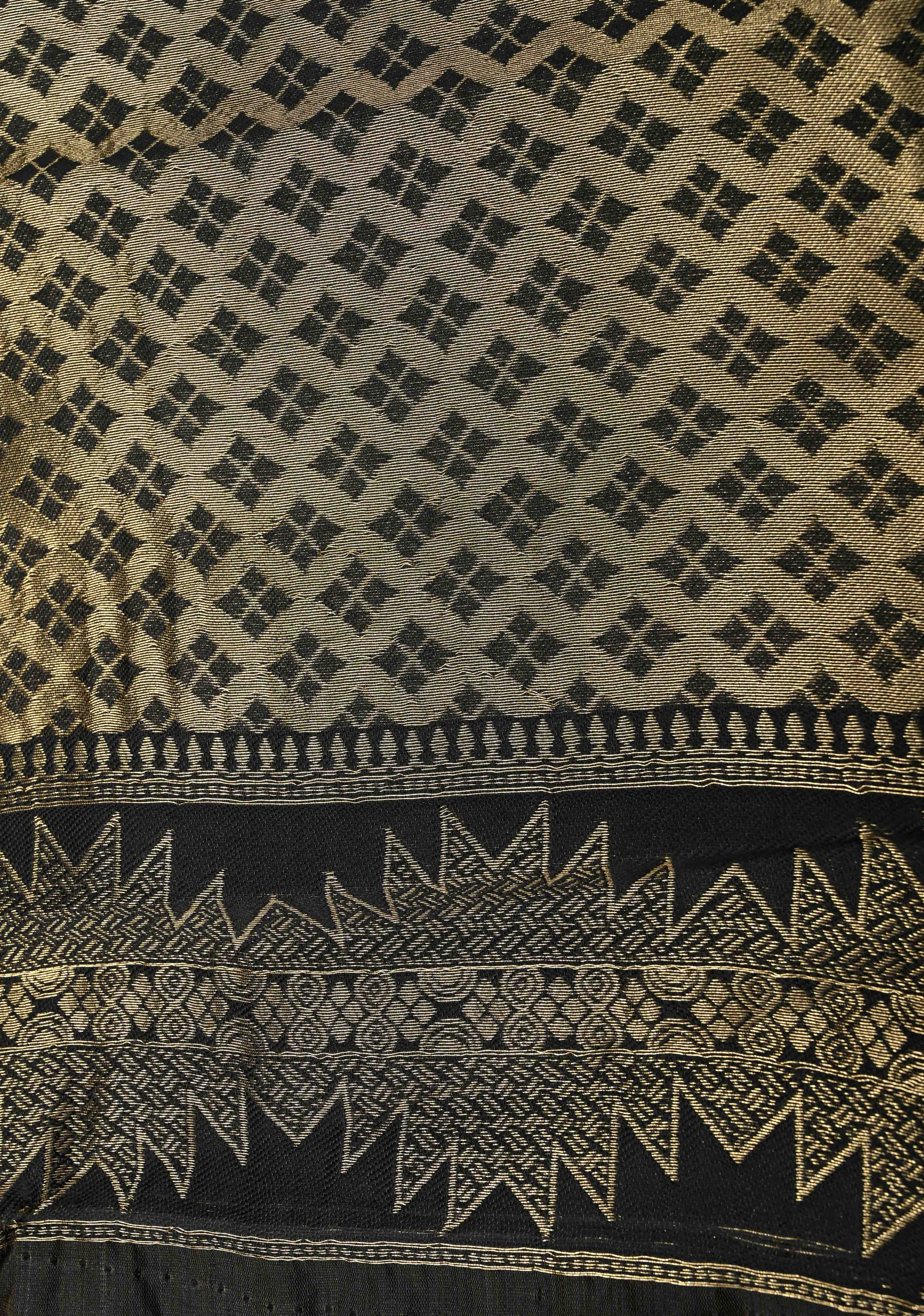 Blackish Brown Kanjivaram Semi Silk Saree with Zari Buttas and Fancy Zari Border | Shobitam