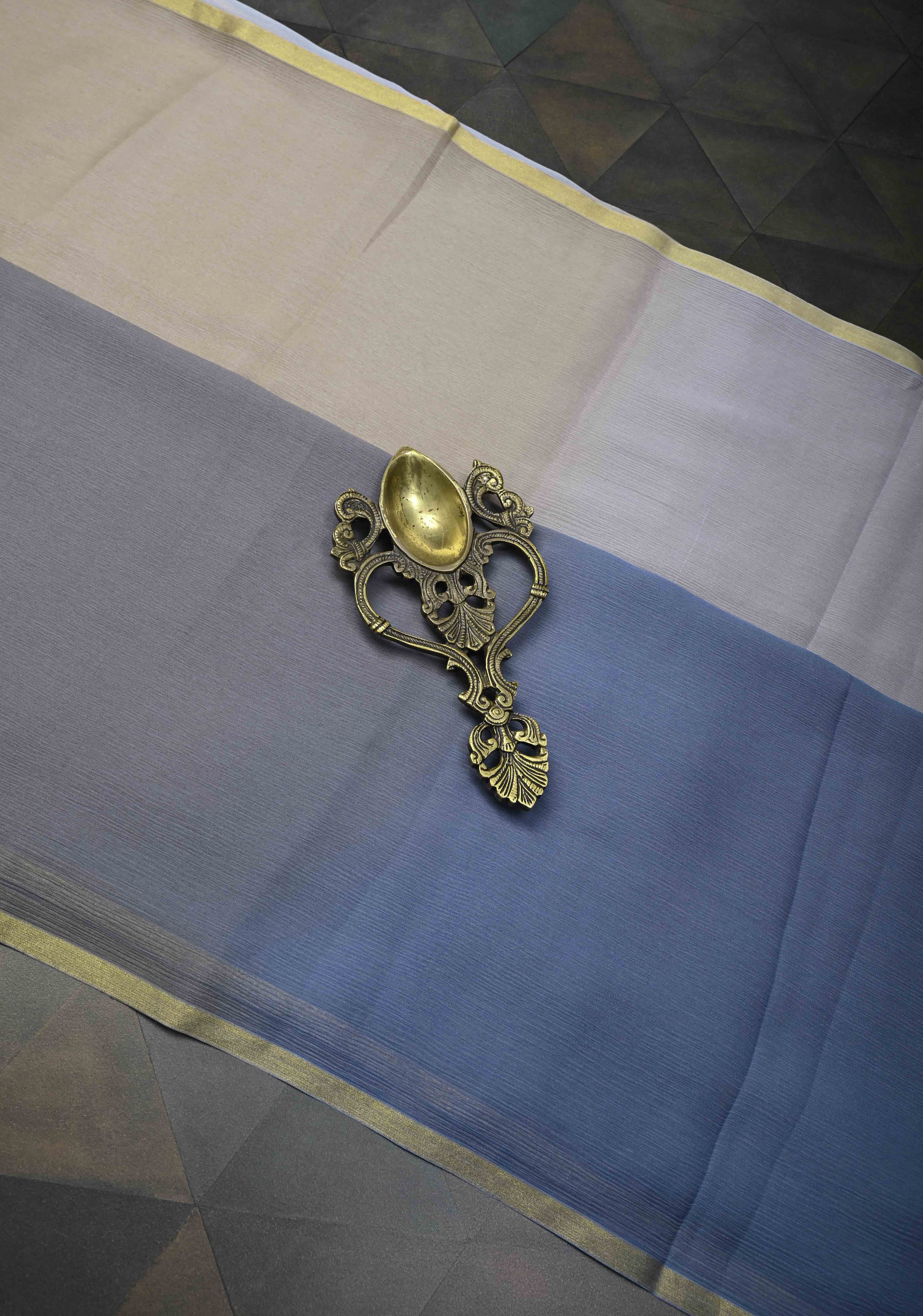 Multicolor Bollywood style ombré pure chiffon saree , No Blouse Piece | Shobitam