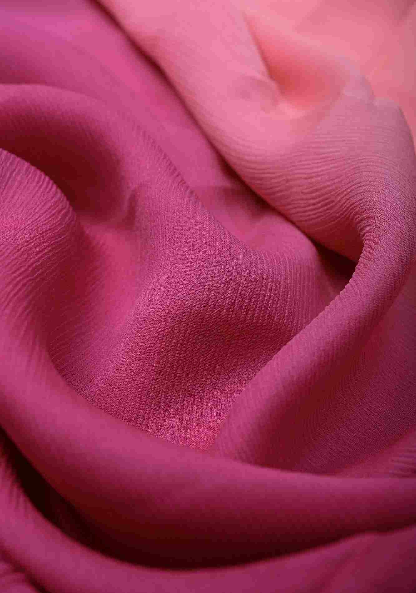 Bollywood style ombre pure chiffon Saree in Coral and Blush Pink, No Blouse Piece READY To Wear Saree