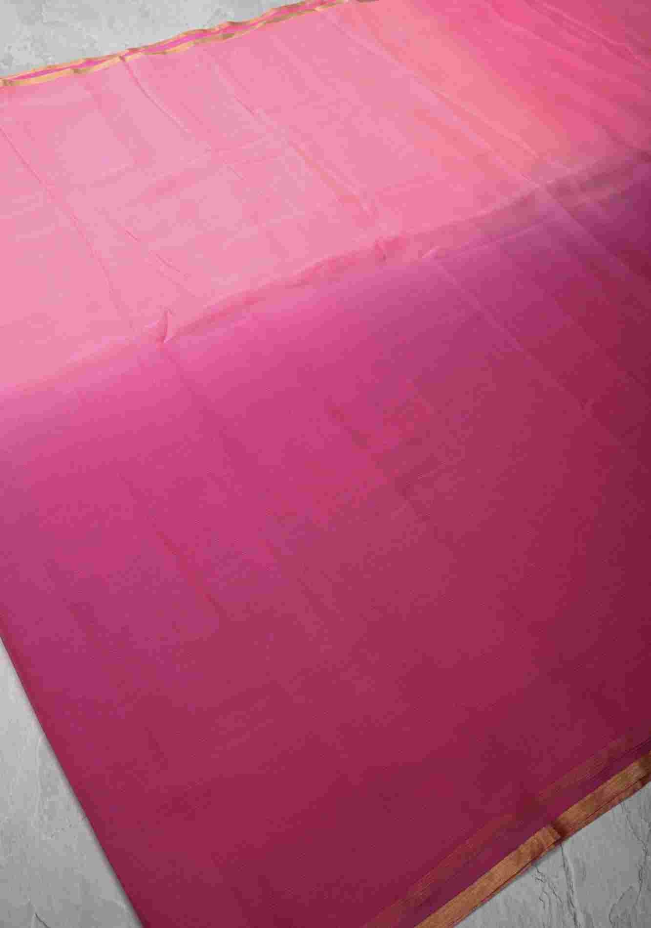 Bollywood style ombre pure chiffon Saree in Coral and Blush Pink, No Blouse Piece READY To Wear Saree