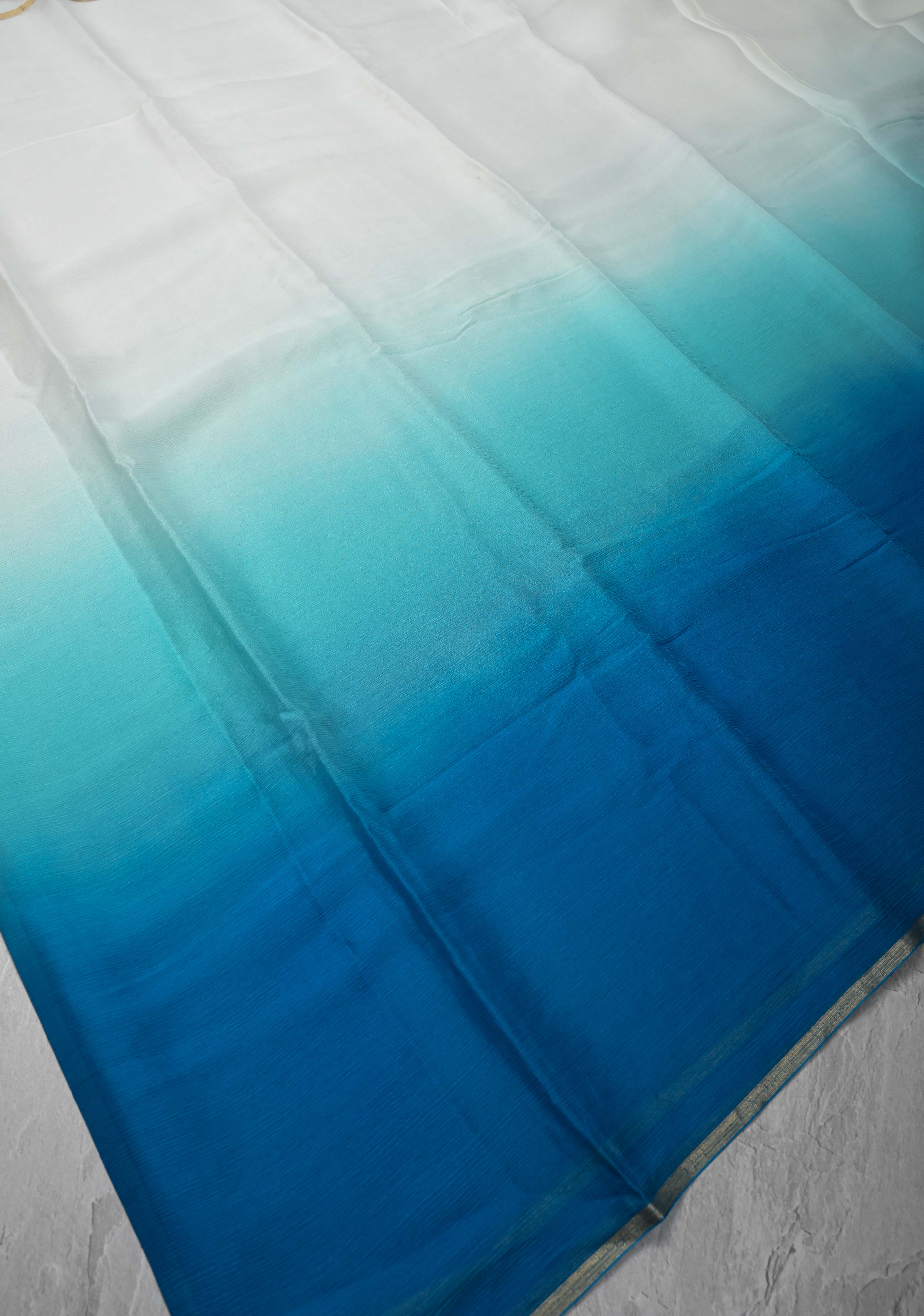 Bollywood style ombre pure chiffon Saree in Multicolor, No Blouse Piece | Shobitam