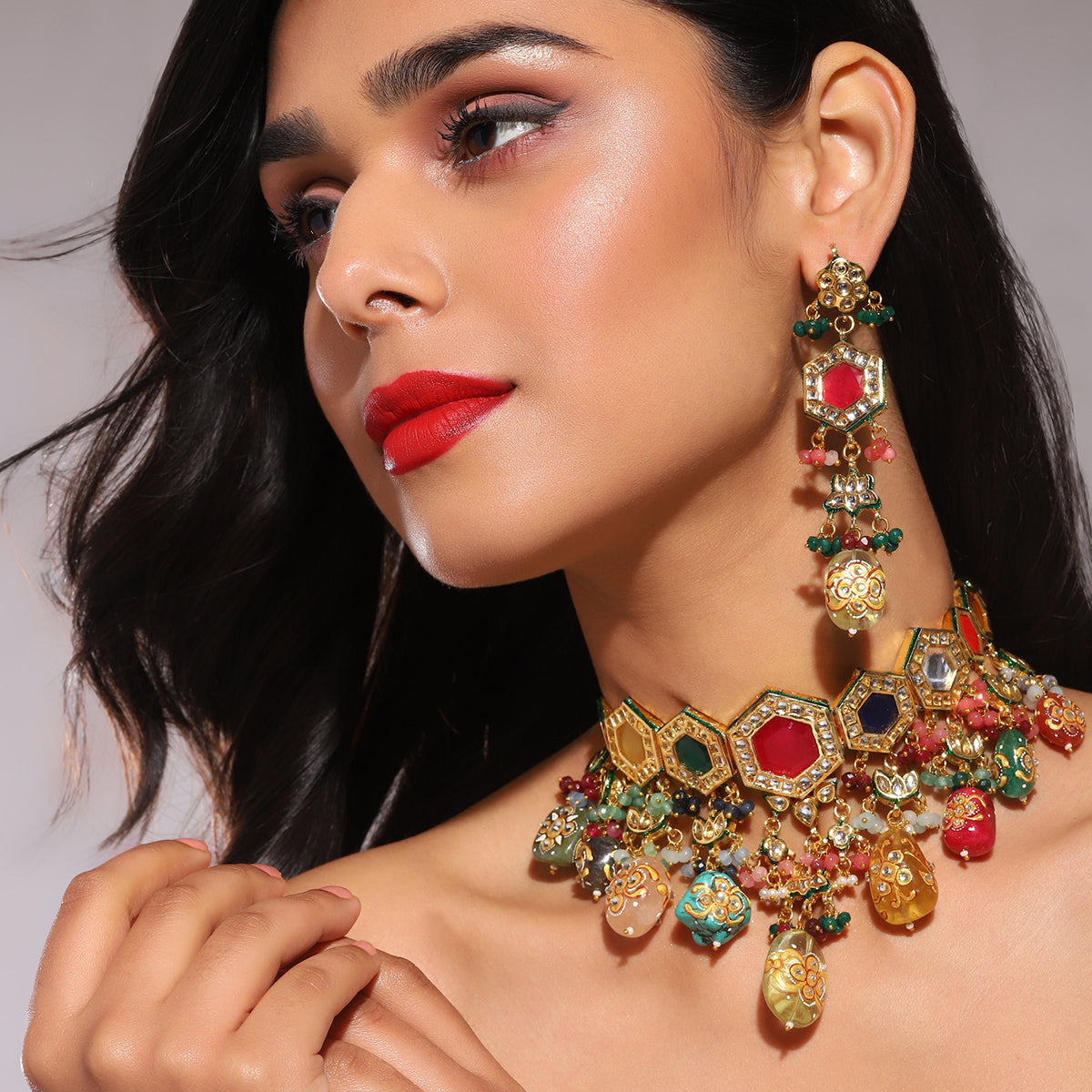 Antique Royal Kundan Bridal Jewellery Set | Shobitam