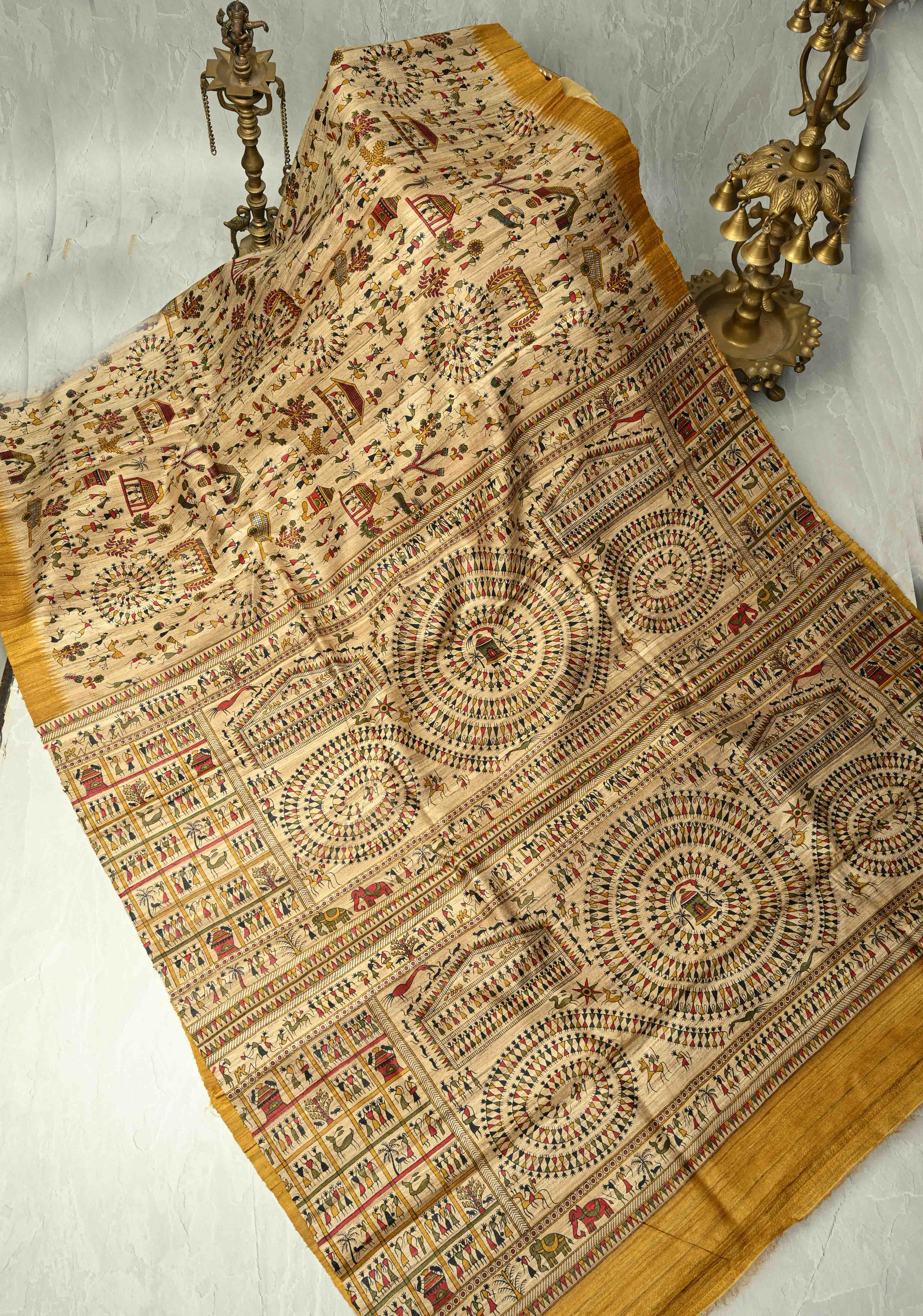 Natural Color Handloom Eri Silk PrintedKatiya Saree | SILK MARK CERTIFIED