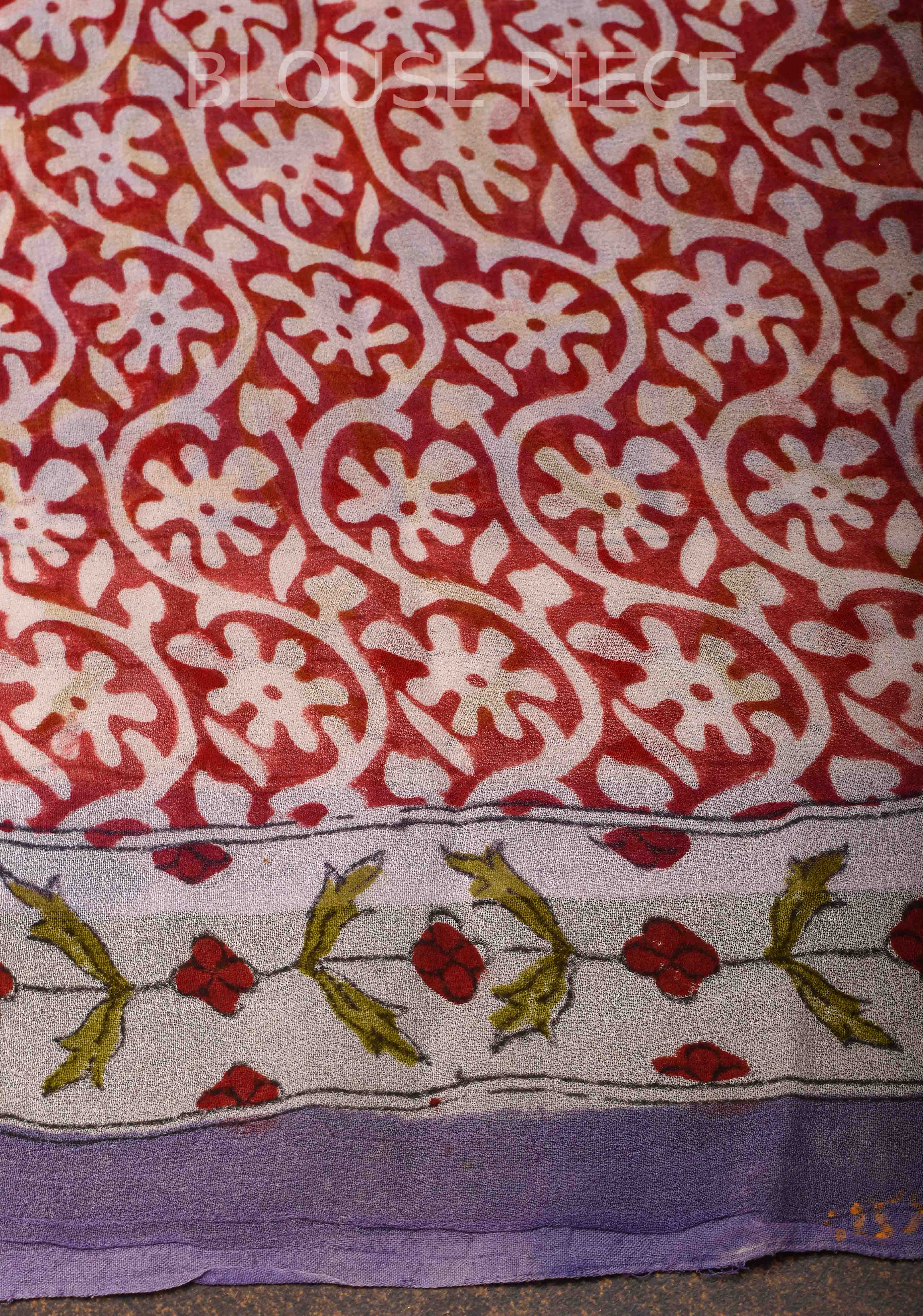 Lilac Georgette Saree with Sanganeri Hand Block Print
