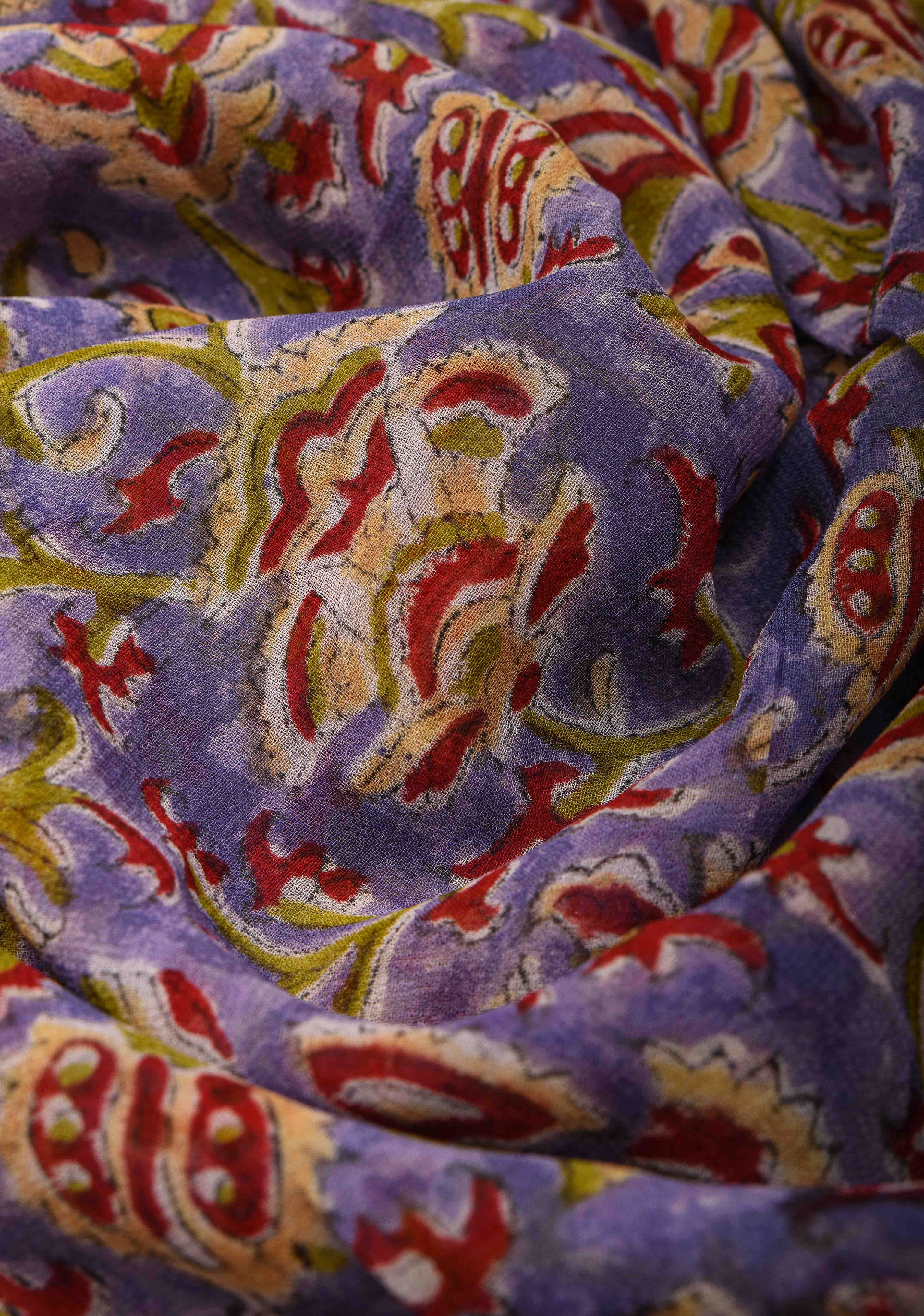 Lilac Georgette Saree with Sanganeri Hand Block Print