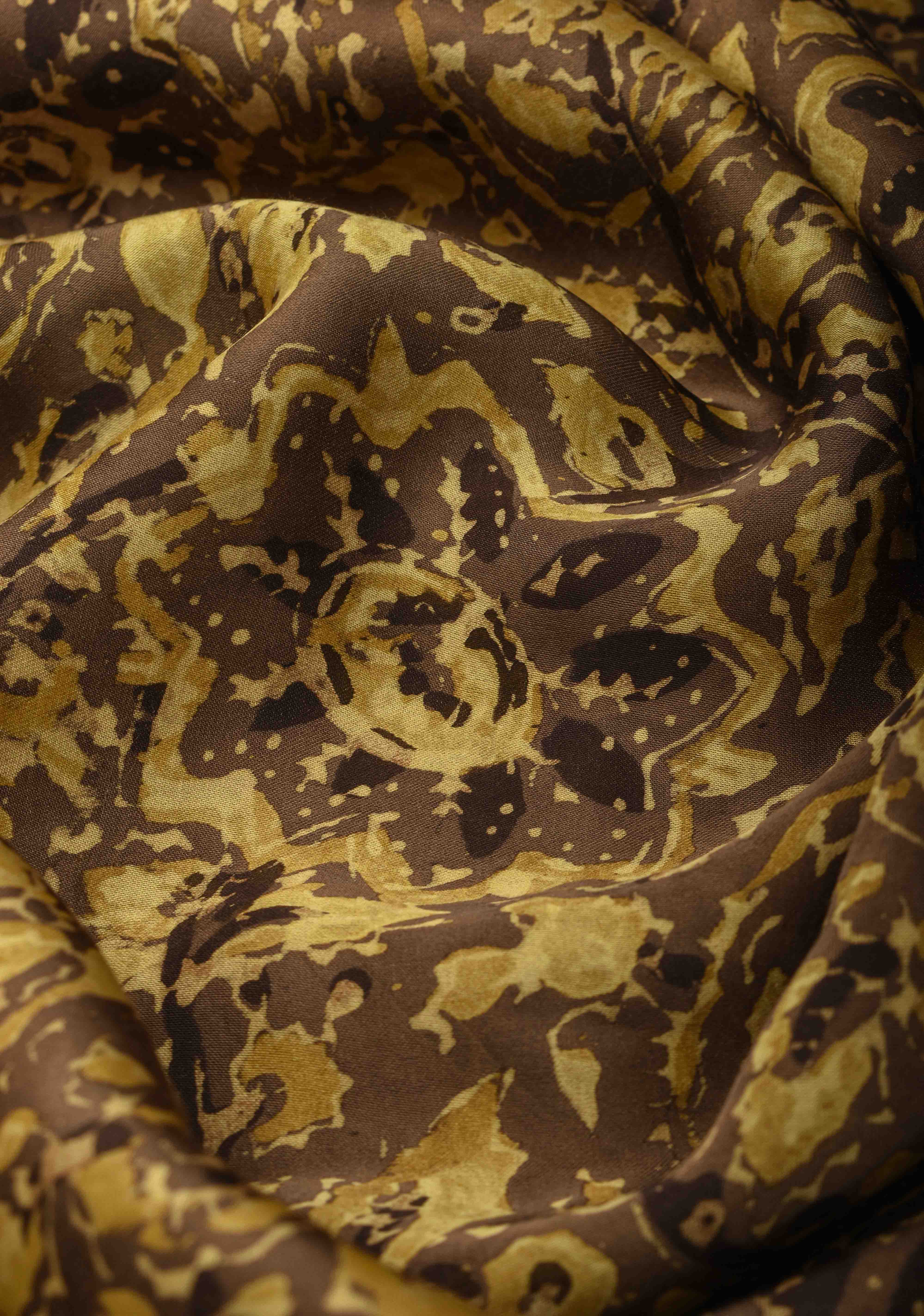 Ochre Vanaspati Hand Block Print on Modal Silk Saree | Shobitam