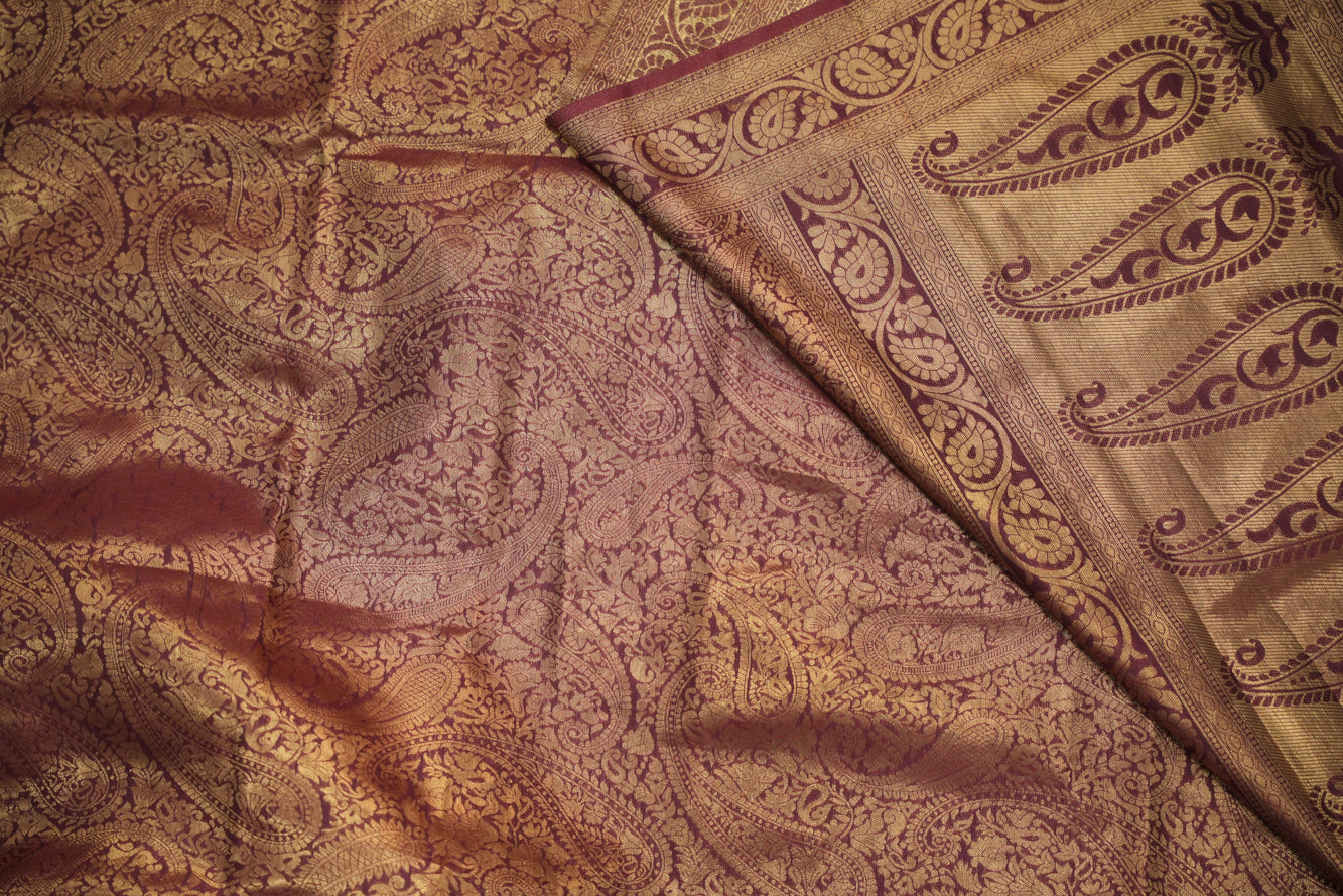 Tomato Red dhoop chaanv kanchipuram silk blend with pattu border wrap in 1 minute