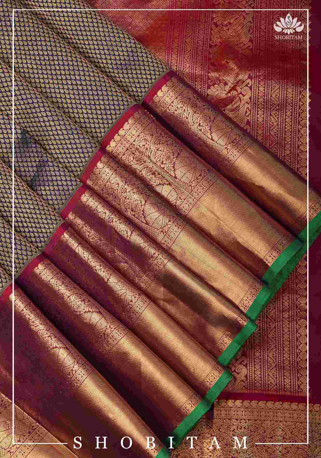 Exquisite Celebrity Special Brocade Gadwal Silk Saree in Prussian Blue gold with Wide Border | SILK MARK CERTIFIED Ready To Wear Saree