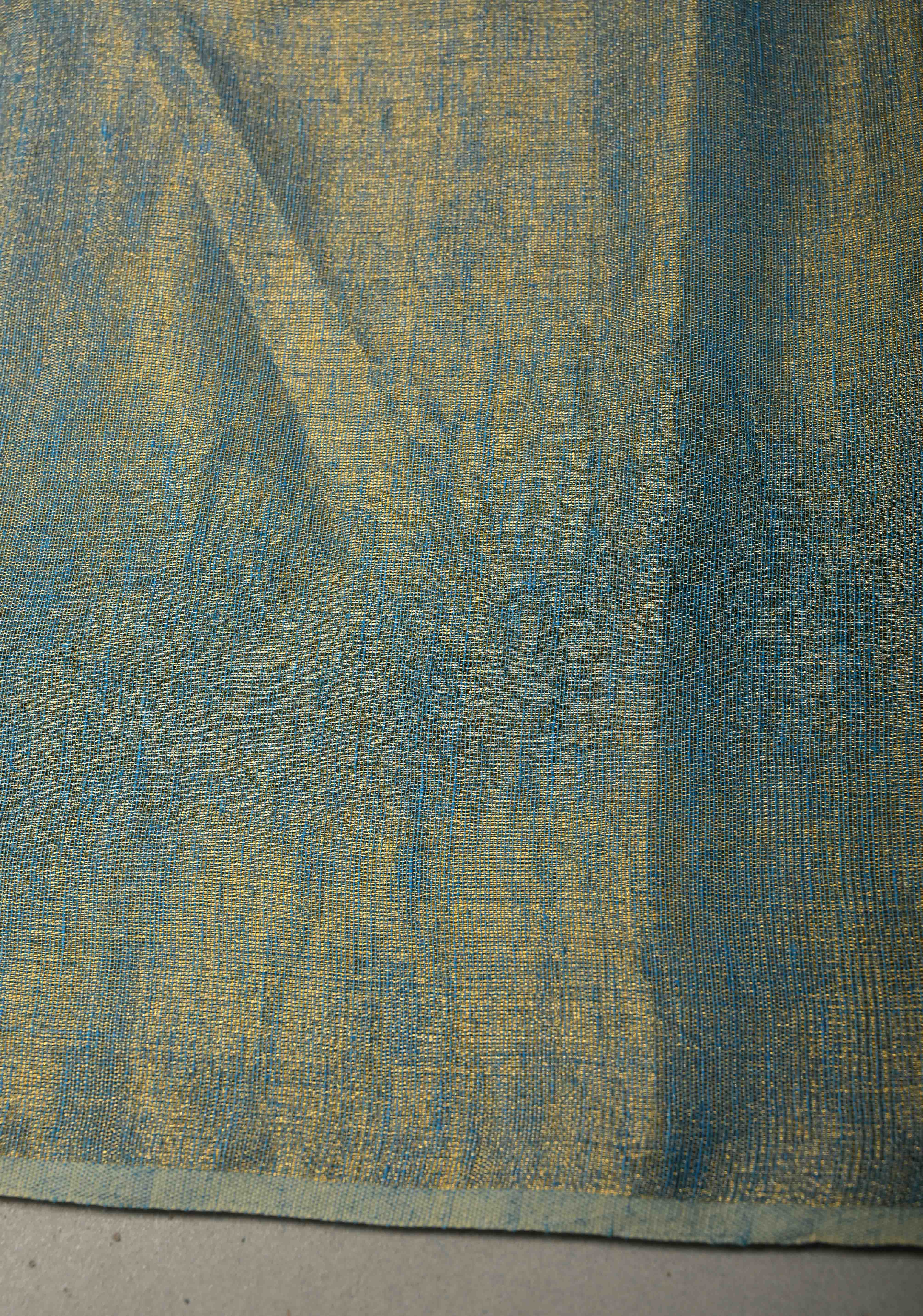 Azure Blue Borderless Linen by Tissue Saree | Shobitam