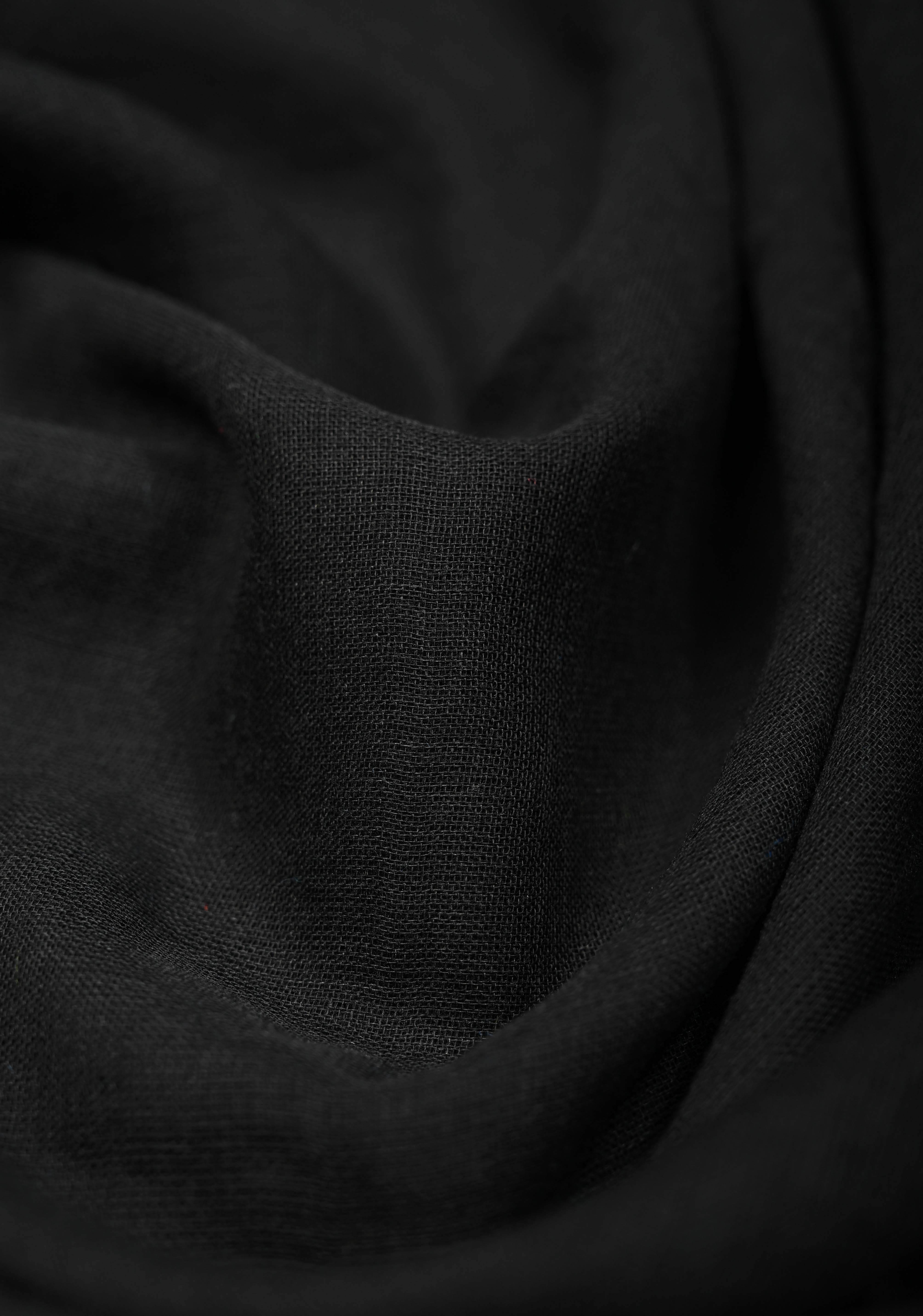 Black Mulmul Cotton Saree with Blue Long Tassels, No Blouse Piece | Shobitam