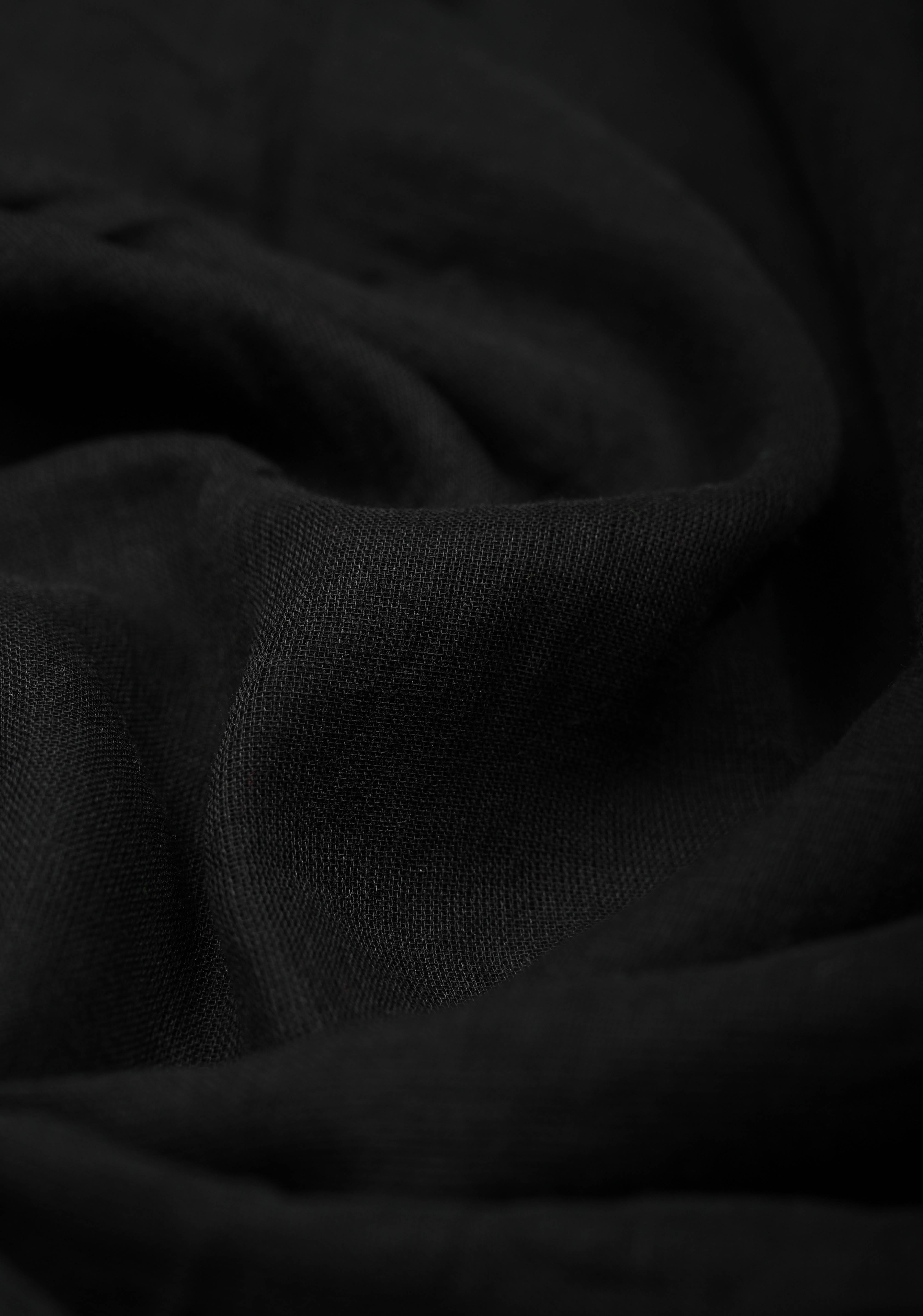 Black Mulmul Cotton Saree with Red Long Tassels, No Blouse Piece