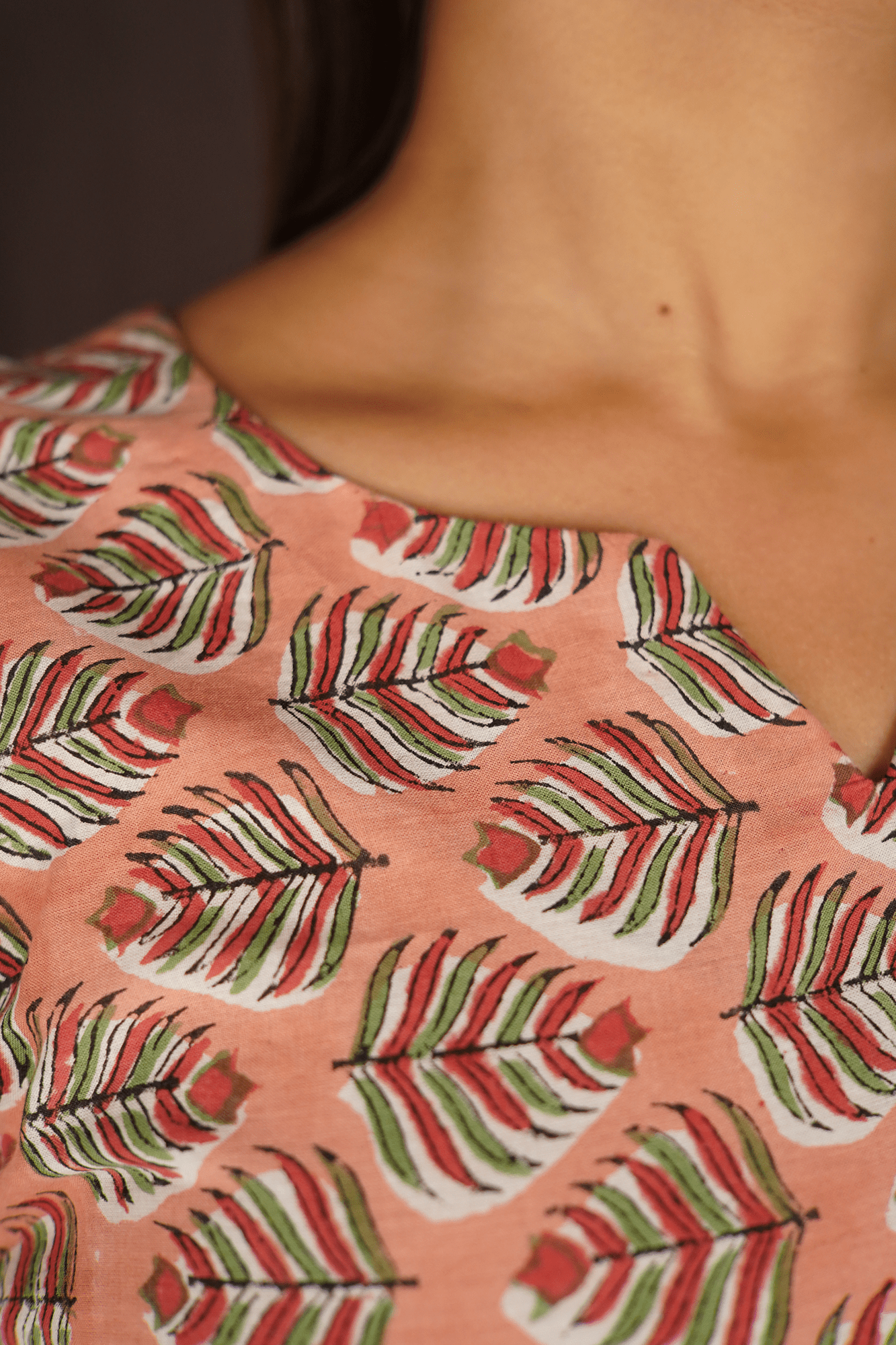 White-Peach Printed Cotton Ready to wear Salwar-Kameez with Dupatta - Isadora Life Online Shopping Store