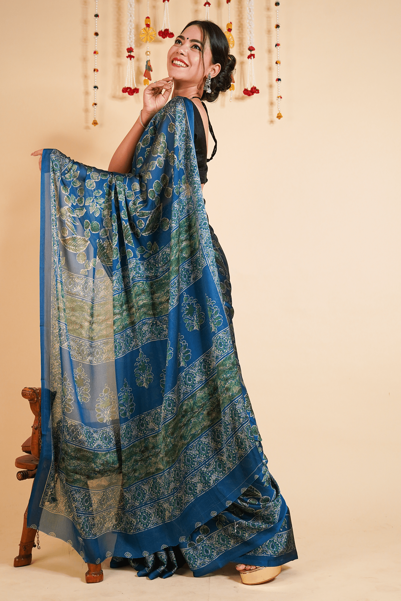 Ready To Wear Polly Chiffon Digital Floral Printed Wrap in 1 minute saree With Readymade Blouse - Isadora Life Online Shopping Store