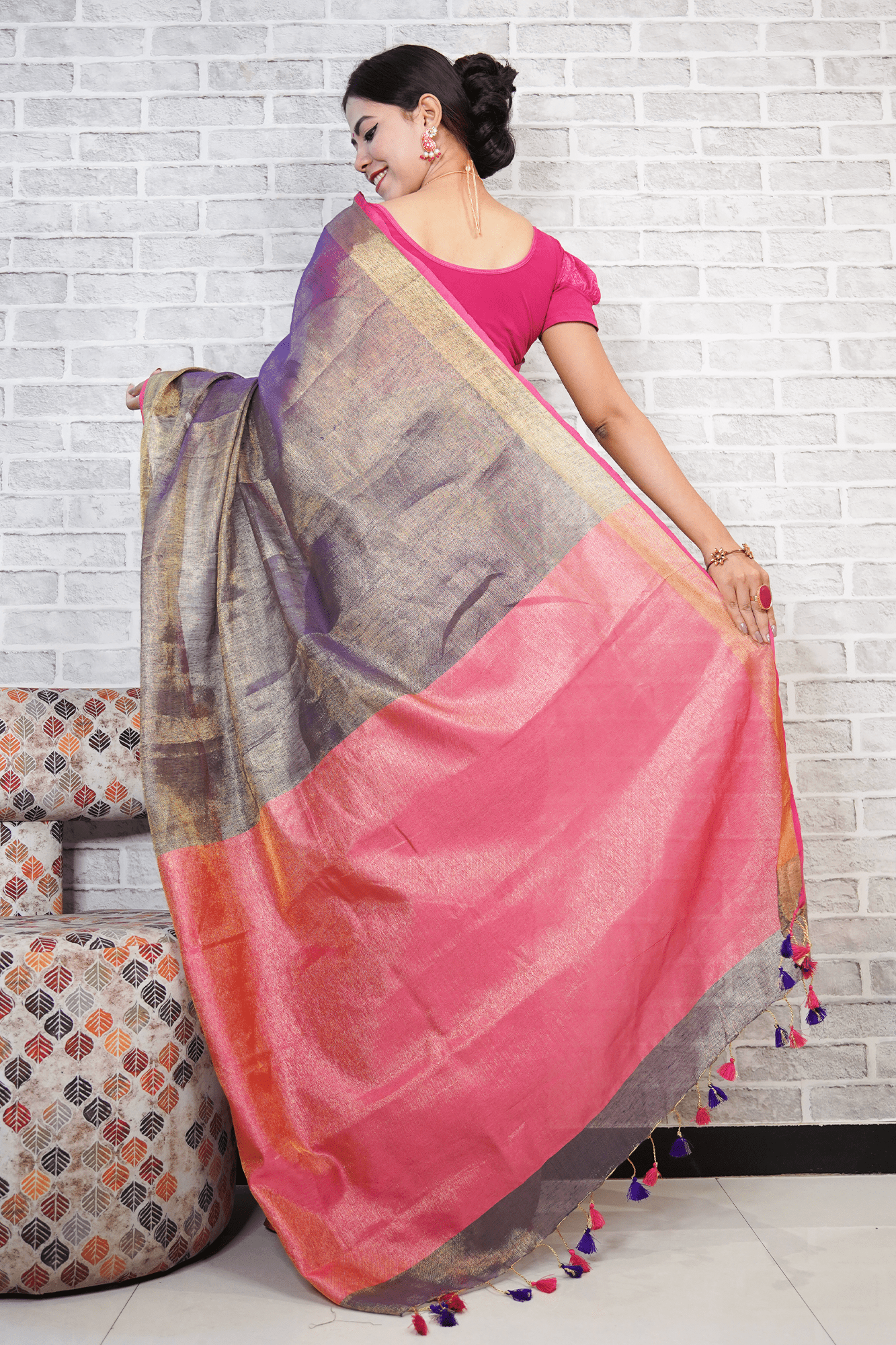 Bhagalpuri linen tissue dhoop chaanv wrap in 1 miute saree - Isadora Life Online Shopping Store