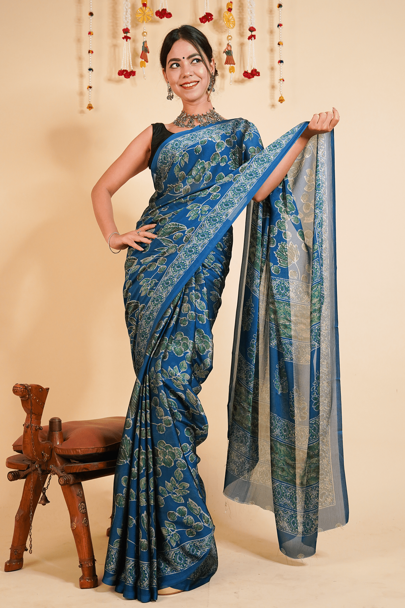 Ready To Wear Polly Chiffon Digital Floral Printed Wrap in 1 minute saree With Readymade Blouse - Isadora Life Online Shopping Store