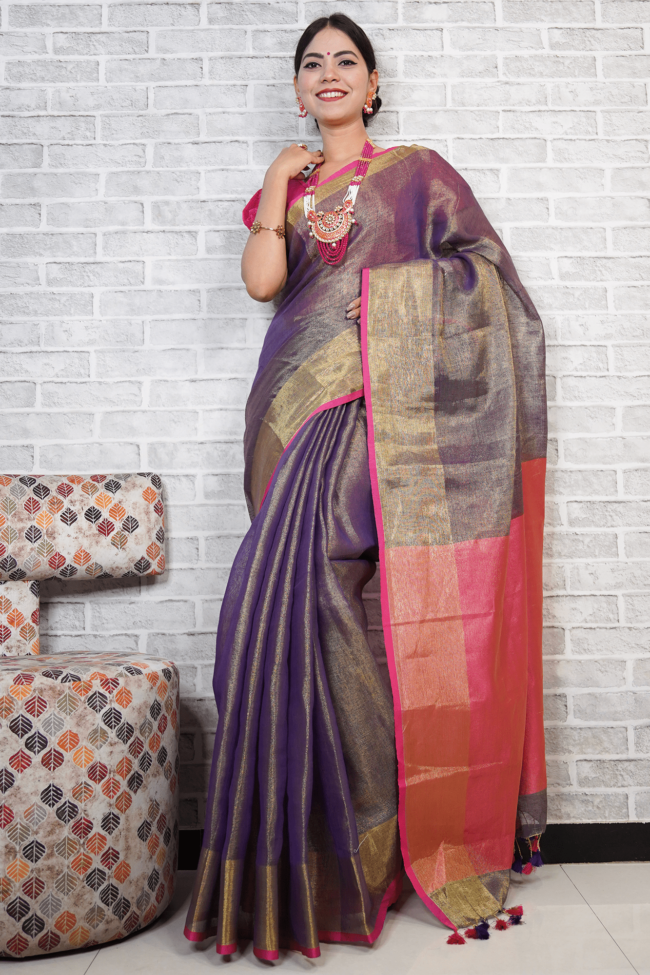 Bhagalpuri linen tissue dhoop chaanv wrap in 1 miute saree - Isadora Life Online Shopping Store