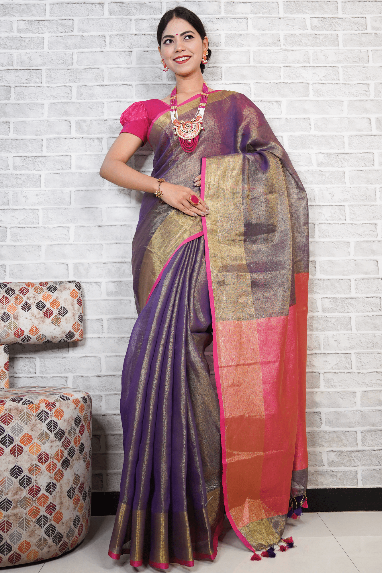 Bhagalpuri linen tissue dhoop chaanv wrap in 1 miute saree - Isadora Life Online Shopping Store