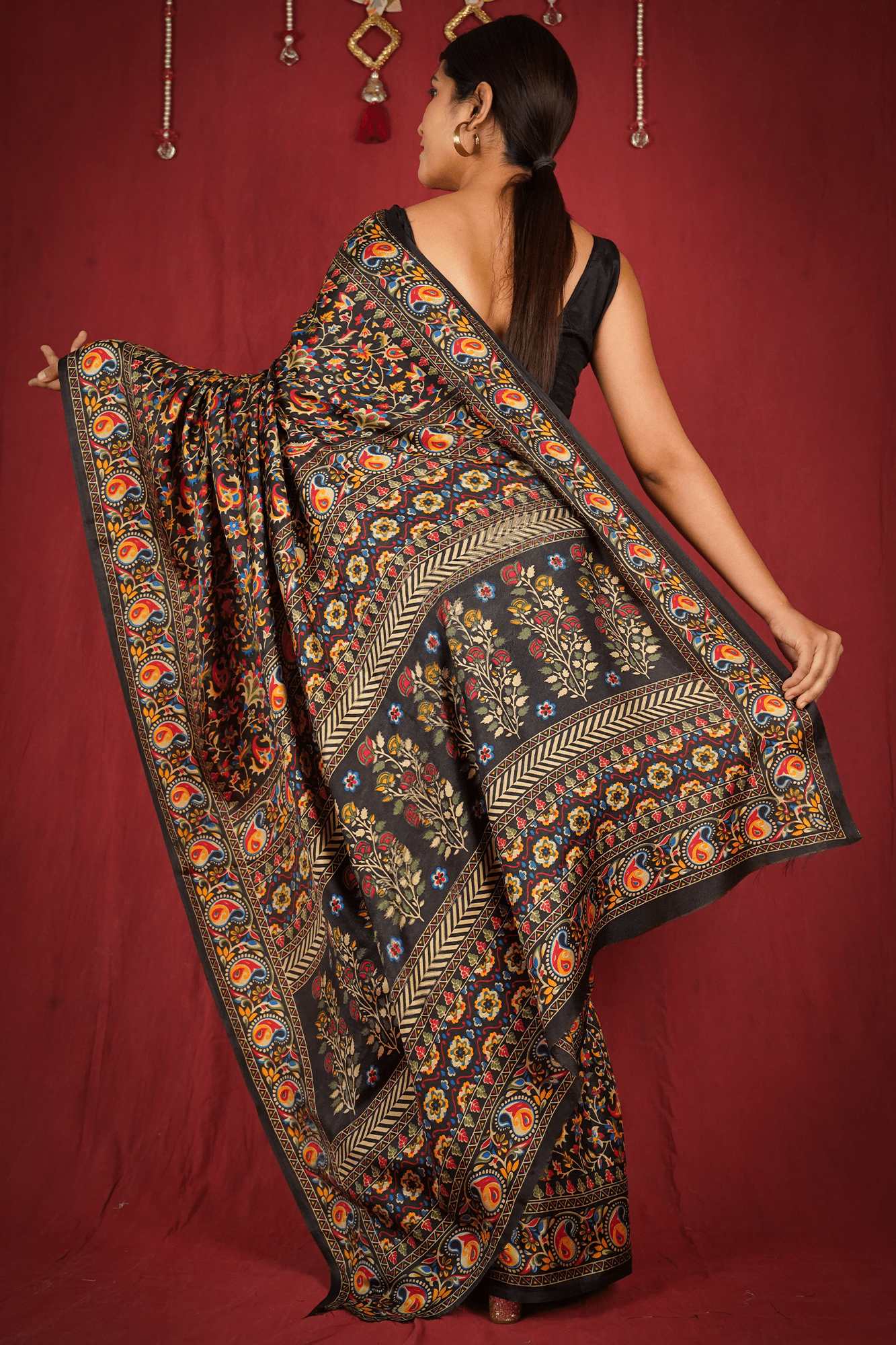 Ready to wear Pashmina Silk Kalamkari Blend Wrap in 1 minute saree with stitched blouse - Isadora Life Online Shopping Store