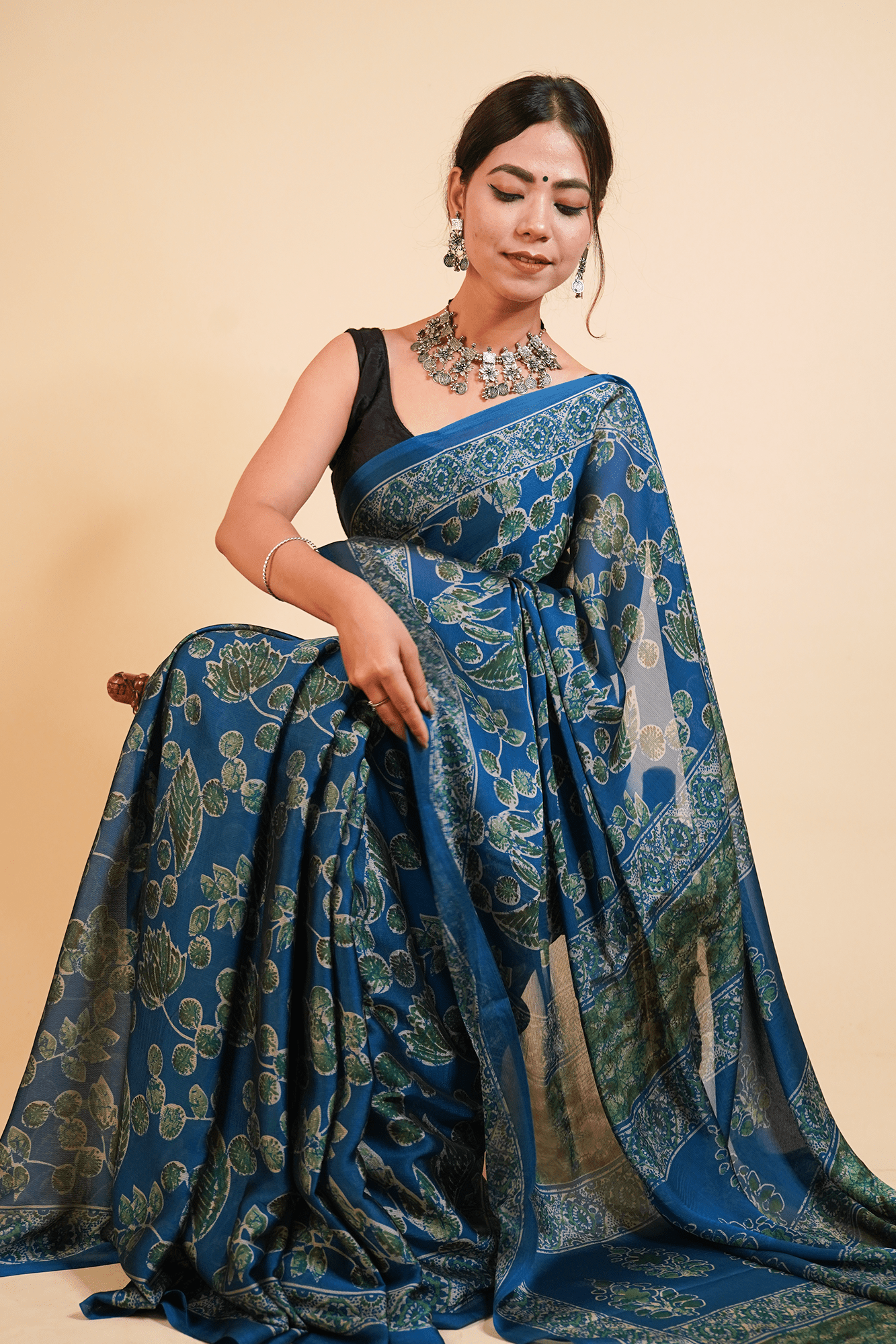 Ready To Wear Polly Chiffon Digital Floral Printed Wrap in 1 minute saree With Readymade Blouse - Isadora Life Online Shopping Store