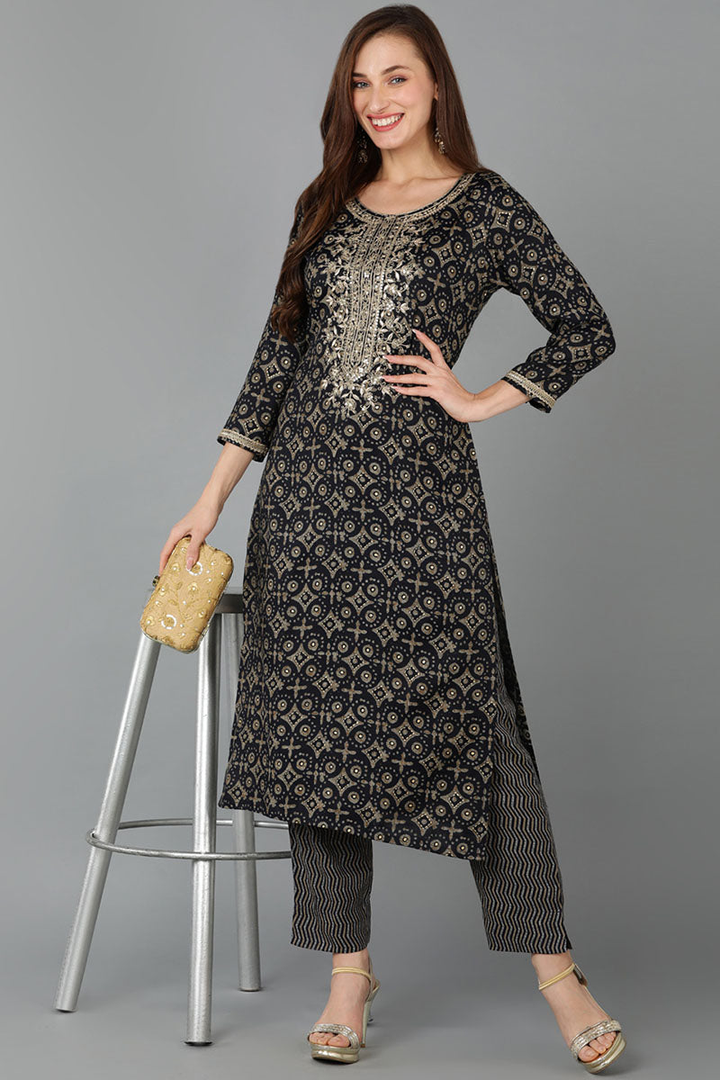 Teal Cotton Blend Straight Kurta | SHOBITAM