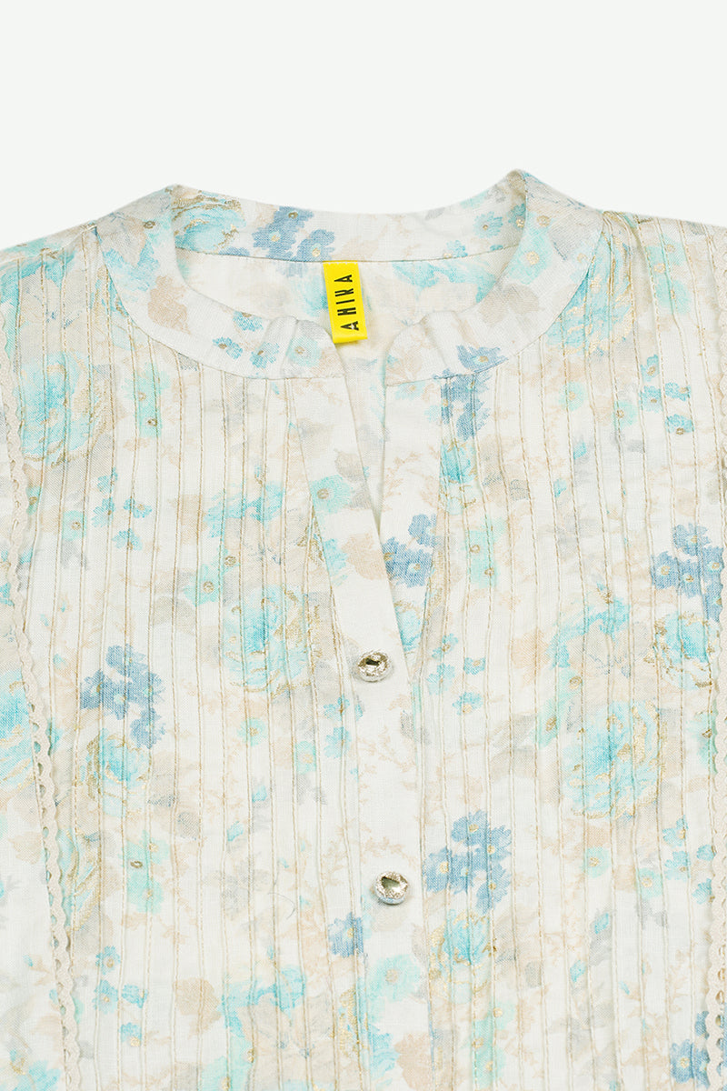 Off White Cotton Blend Ethnic Motifs A-Line Kurta |SHOBITAM