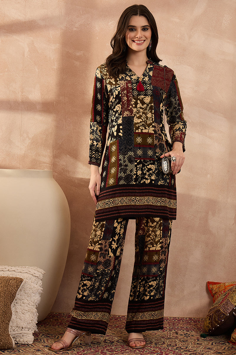 Multi Viscose Rayon Printed Straight Coord Sets | SHOBITAM