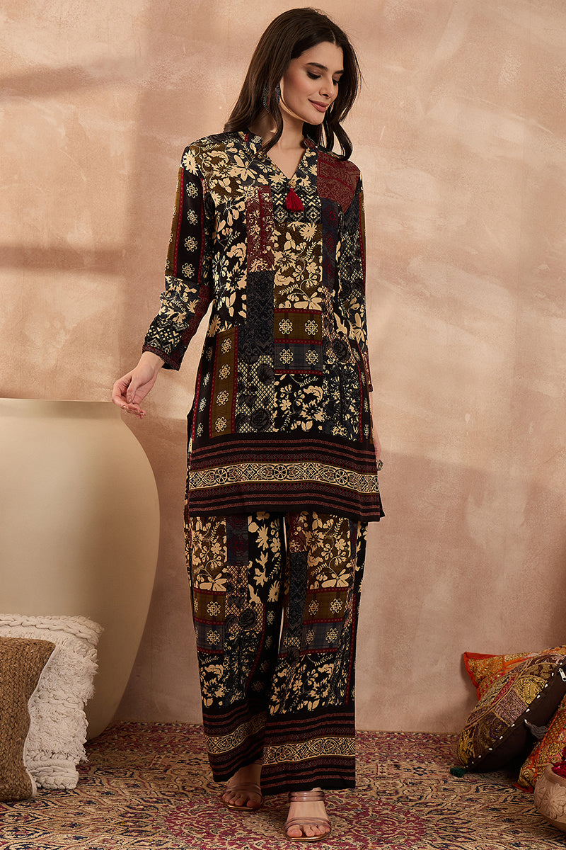 Multi Viscose Rayon Printed Straight Coord Sets | SHOBITAM
