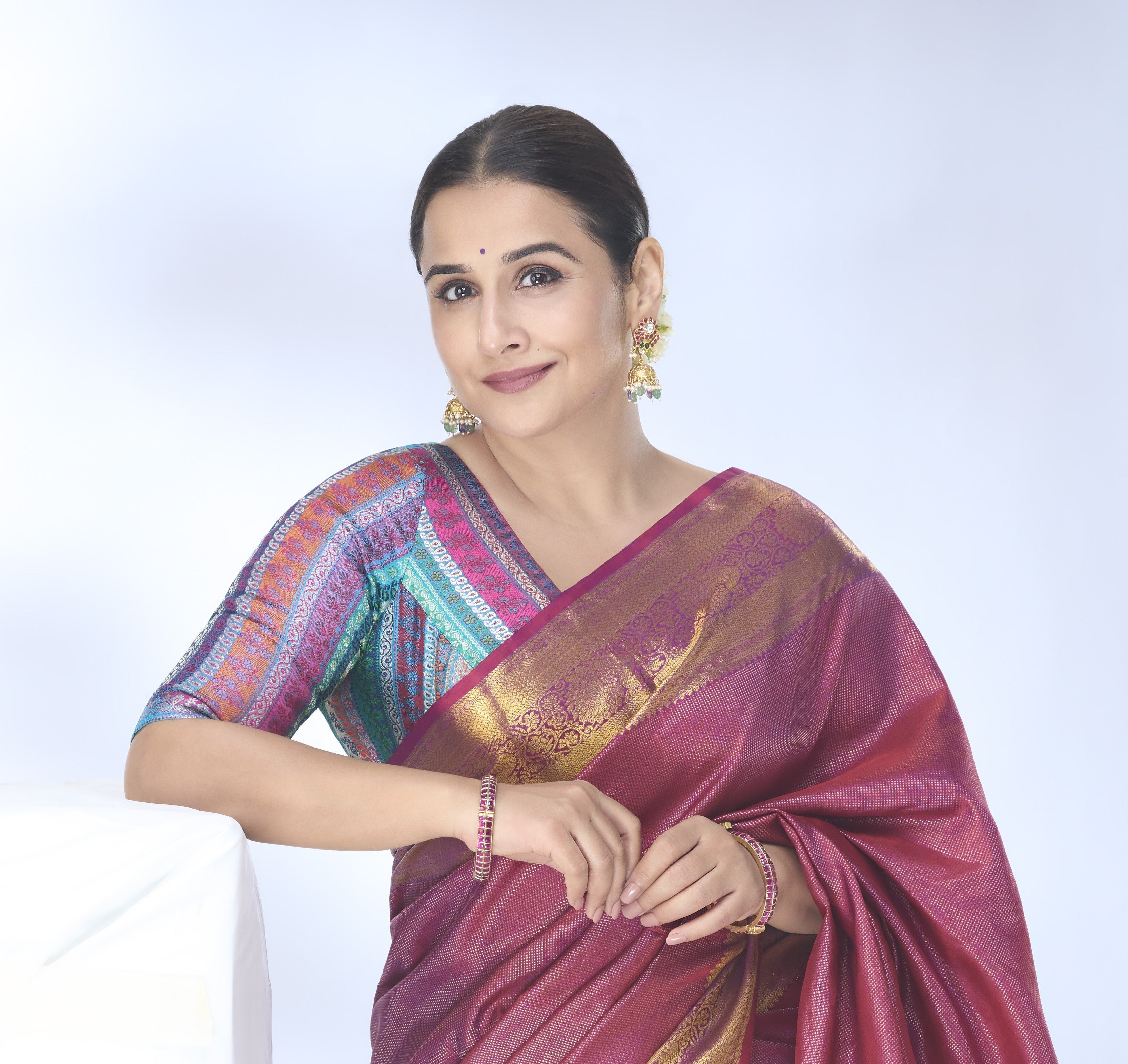 Multicolor Blouse in Banarasi Brocade Fabric with V Neck | Shobitam