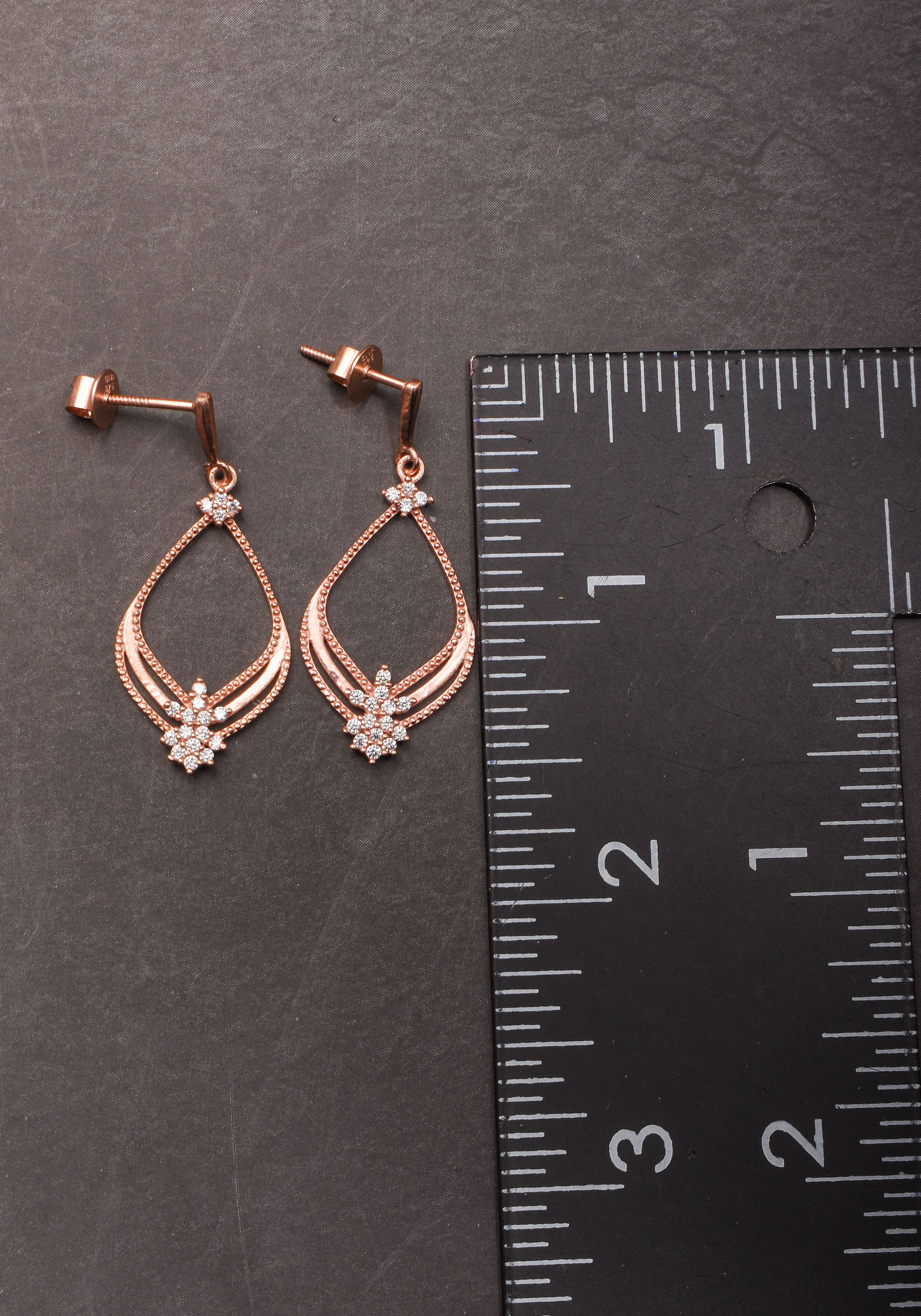 925 Silver Delicate earrings with Rose Gold finish Shobitam Jewelry