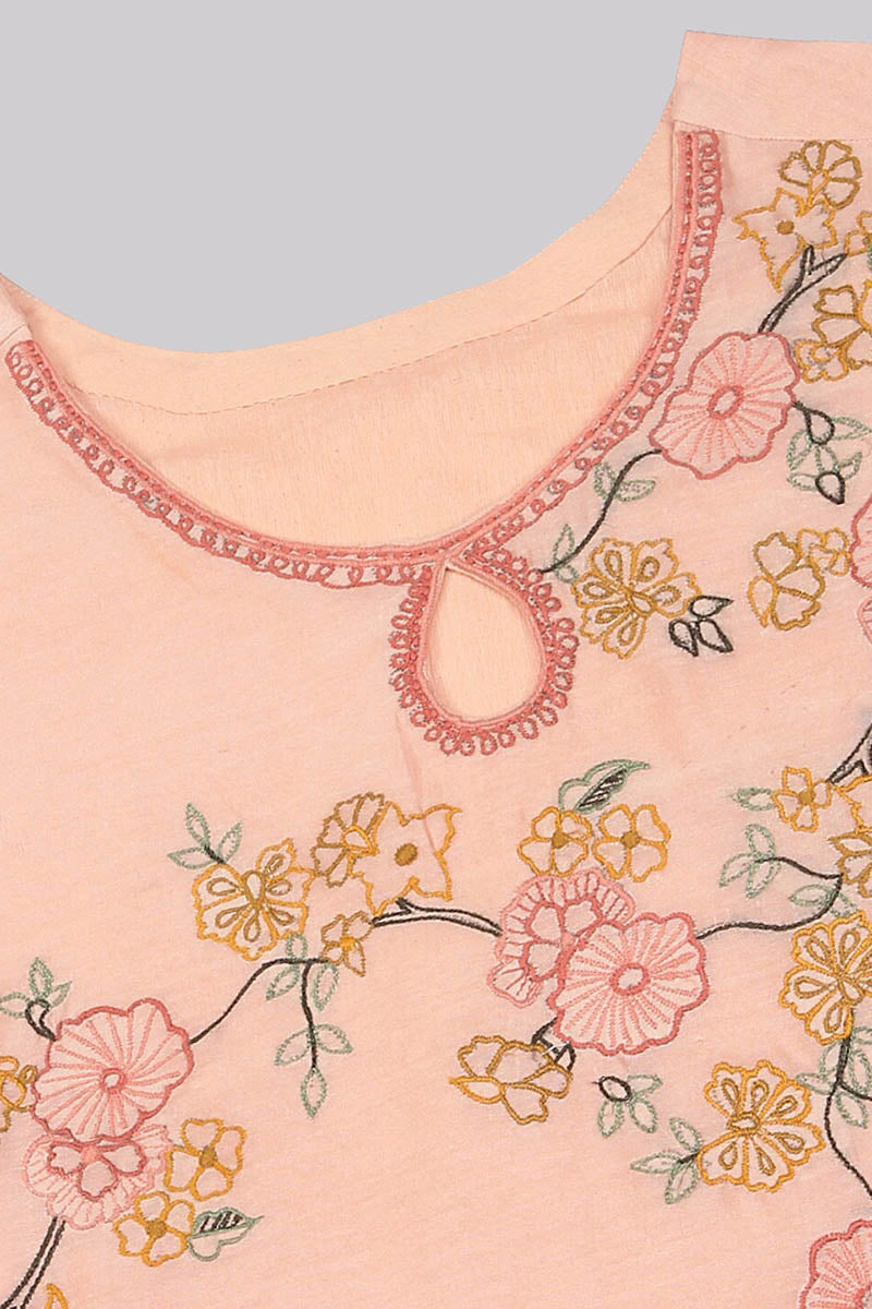 Peach Poly Silk Straight Kurta Pant With Dupatta | SHOBITAM