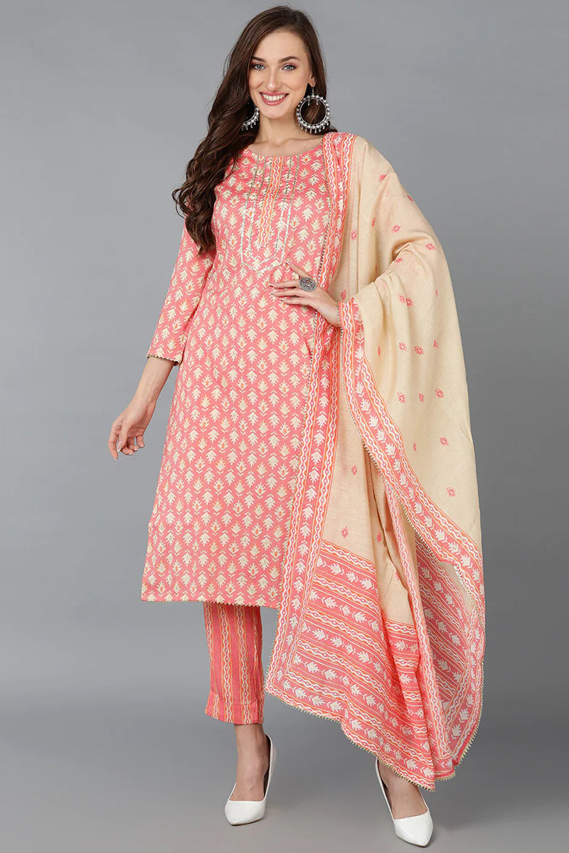 Cotton Printed Kurta Pant Dupatta Set | SHOBITAM