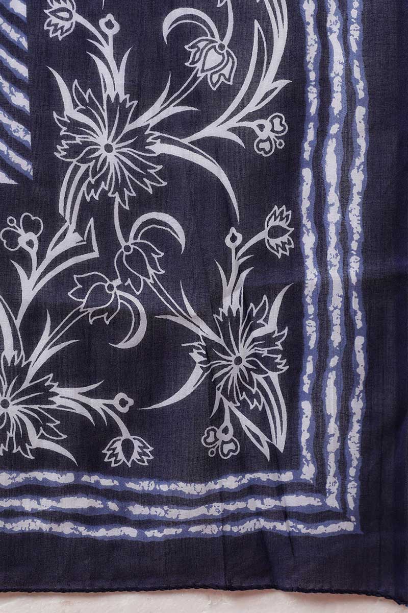 Navy Blue Rayon Blend Kurta Trousers With Dupatta | SHOBITAM