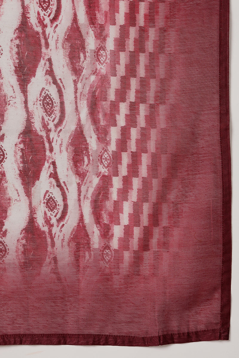Maroon Silk Blend Printed Ethnic Motifs Yoke Design Suit Set | SHOBITAM