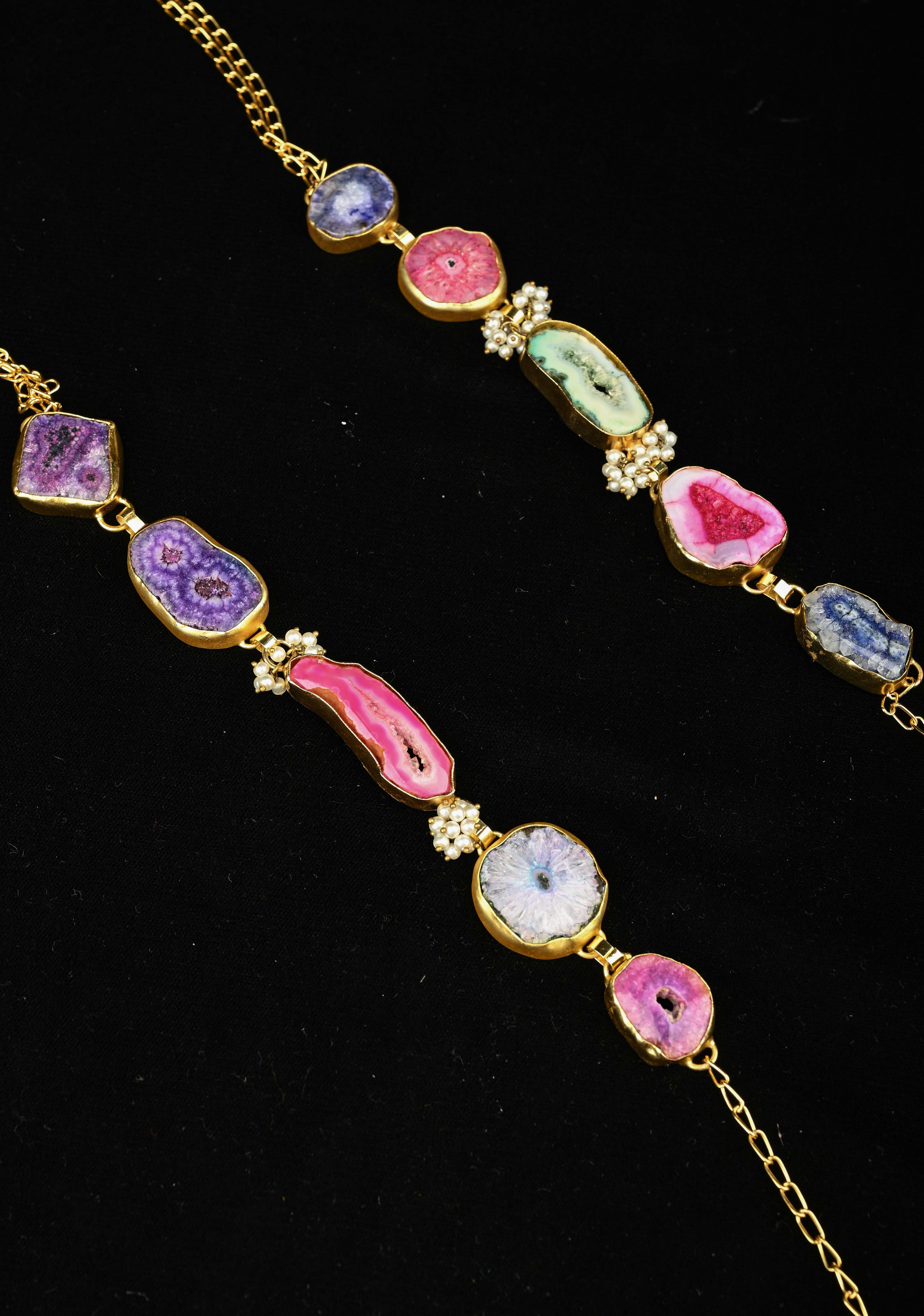 Multi Agates Gemstone 2 Styles - Tie-Style and Loose Ends Necklace | Shobitam