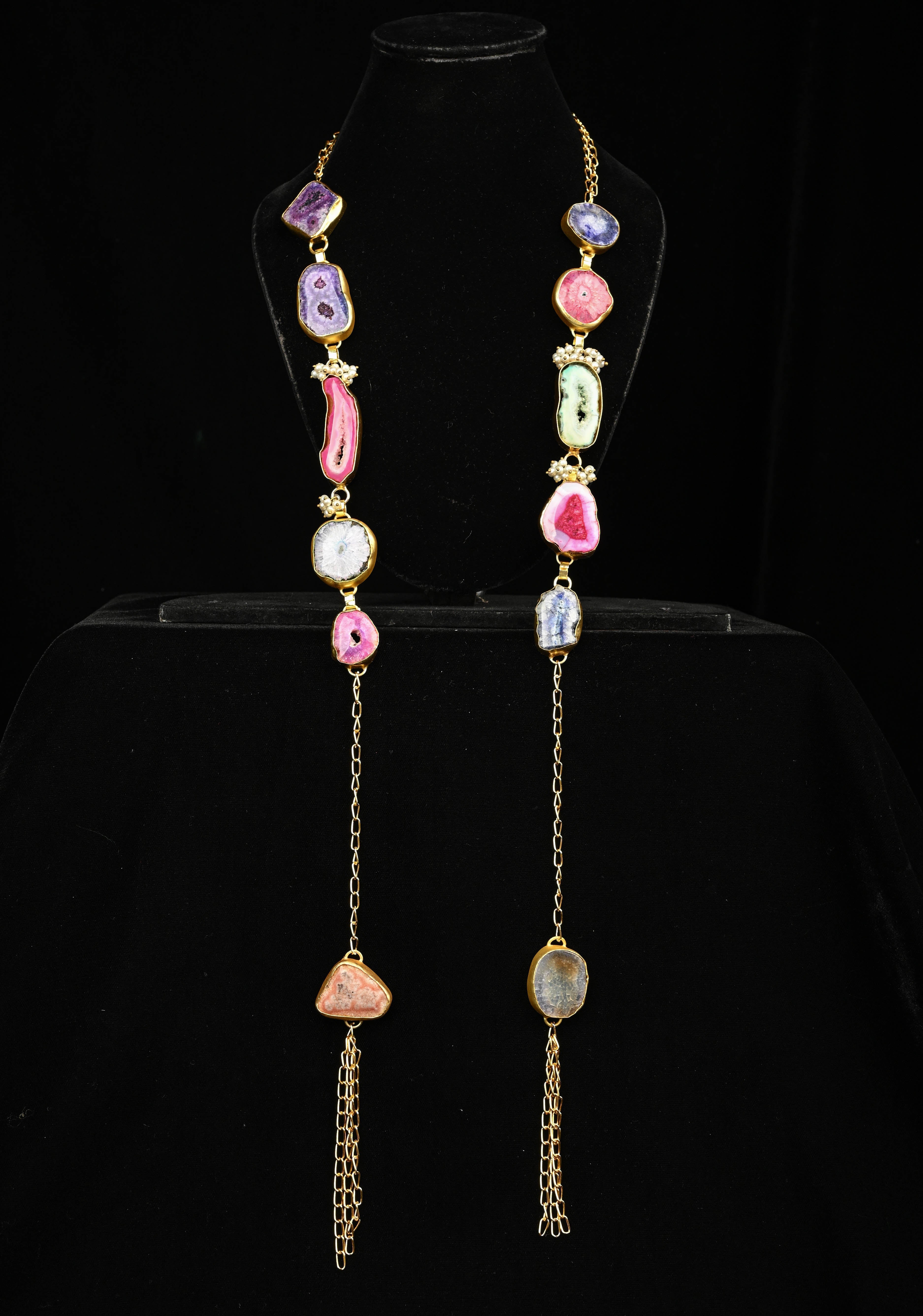 Multi Agates Gemstone 2 Styles - Tie-Style and Loose Ends Necklace | Shobitam