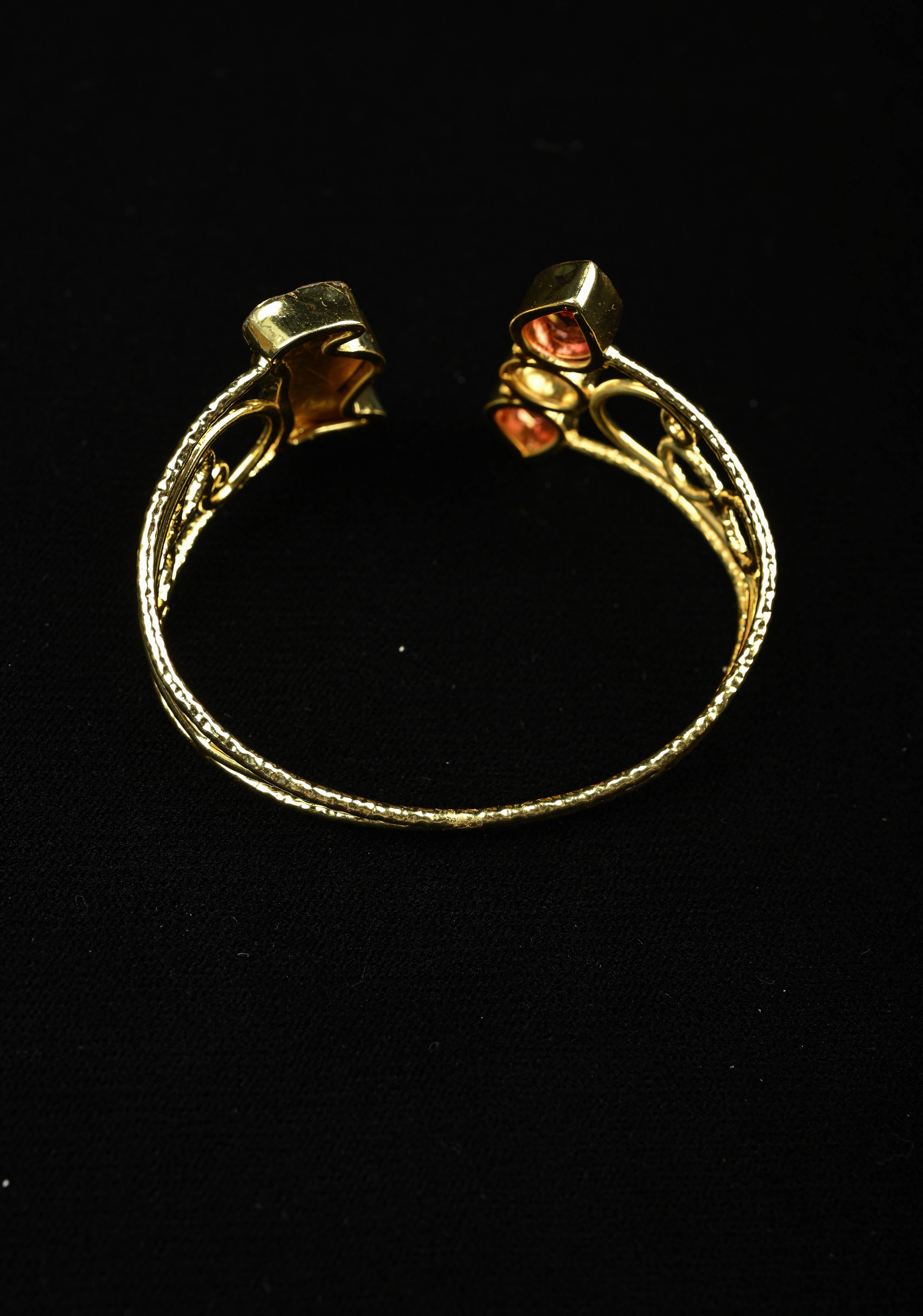 Adjustable Handcuff Bracelet With Pachi Kundan parrot , and glass stones | Shobitam