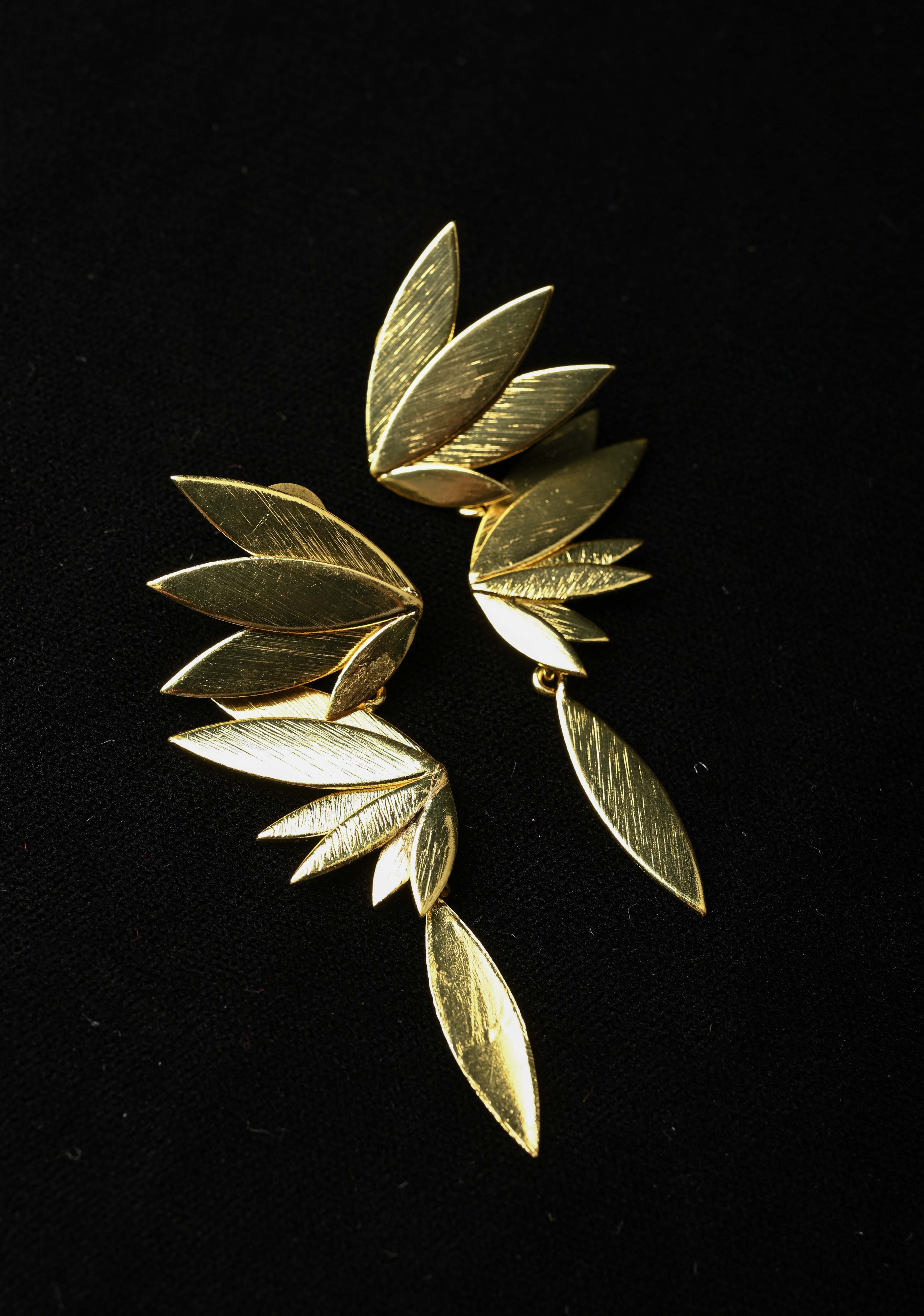 Petal Statement Drop Earrings in Gold tone | Shobitam