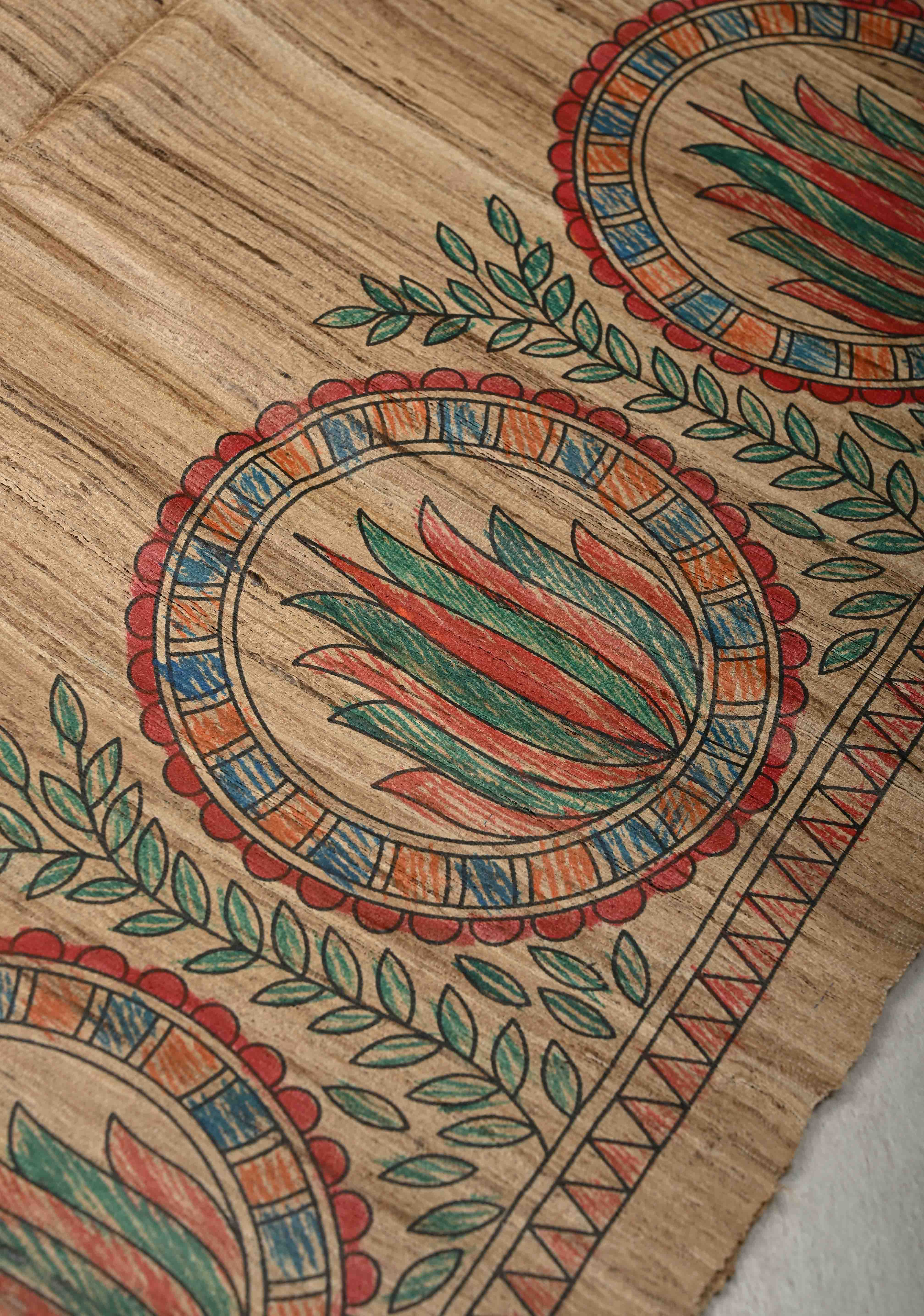 Beige Desi Tussar Madhubani Hand-Painted Saree | SILK MARK CERTIFIED | Shobitam