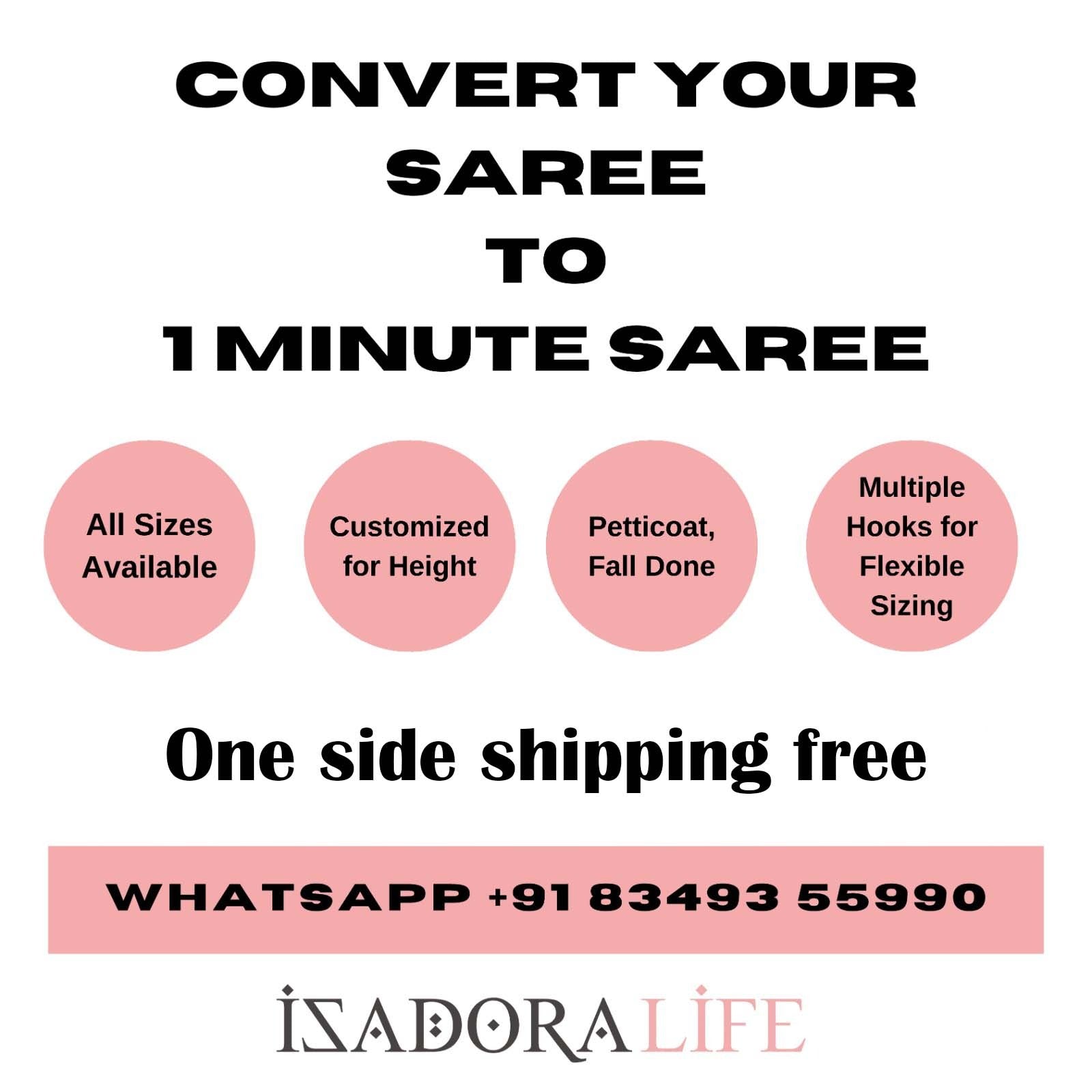 Ready to Wear One Minute Sarees Prestitched Sarees customised Plus Size