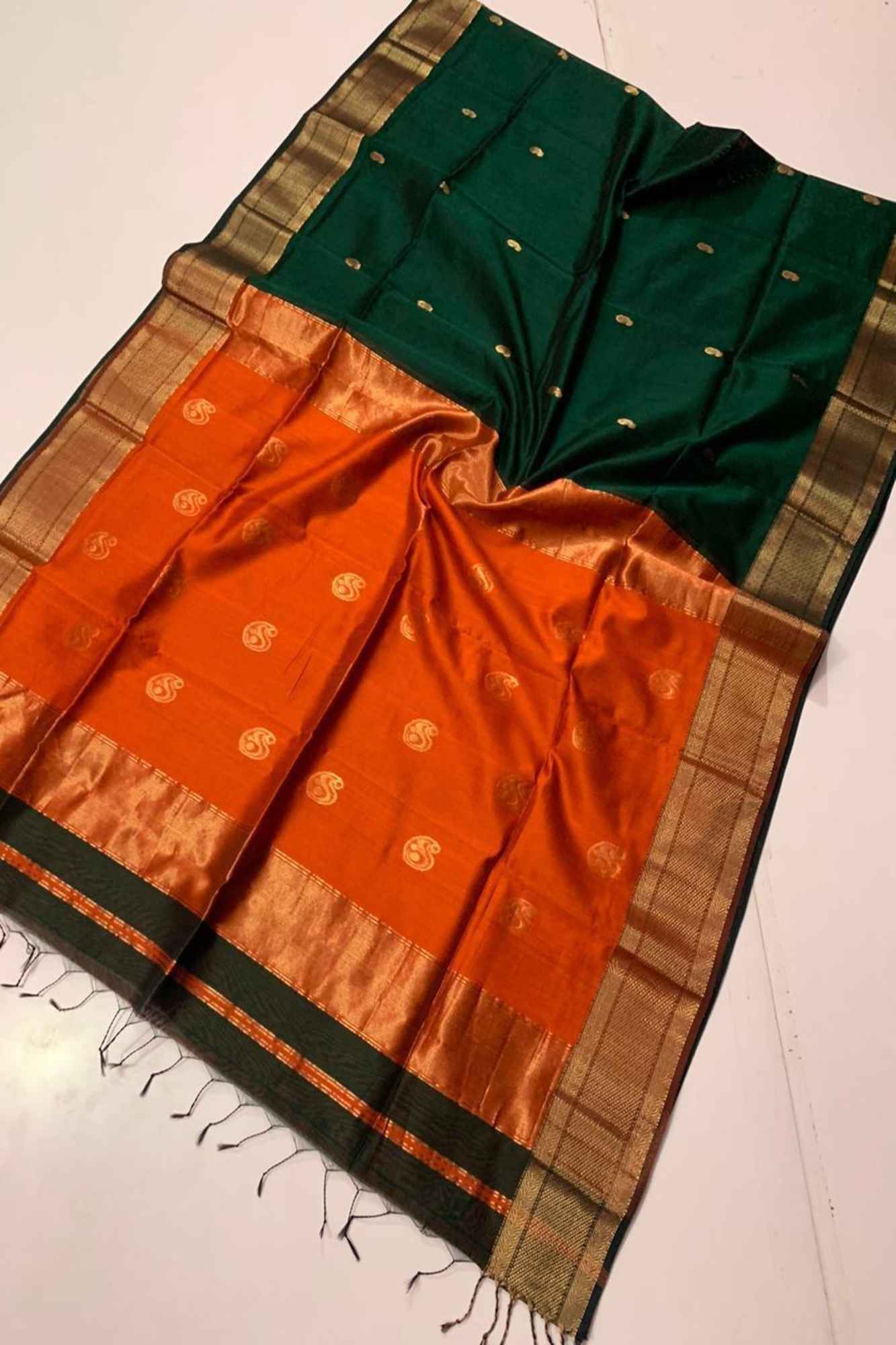 Maheshwari cotton silk with Zari Butta ready to wear saree