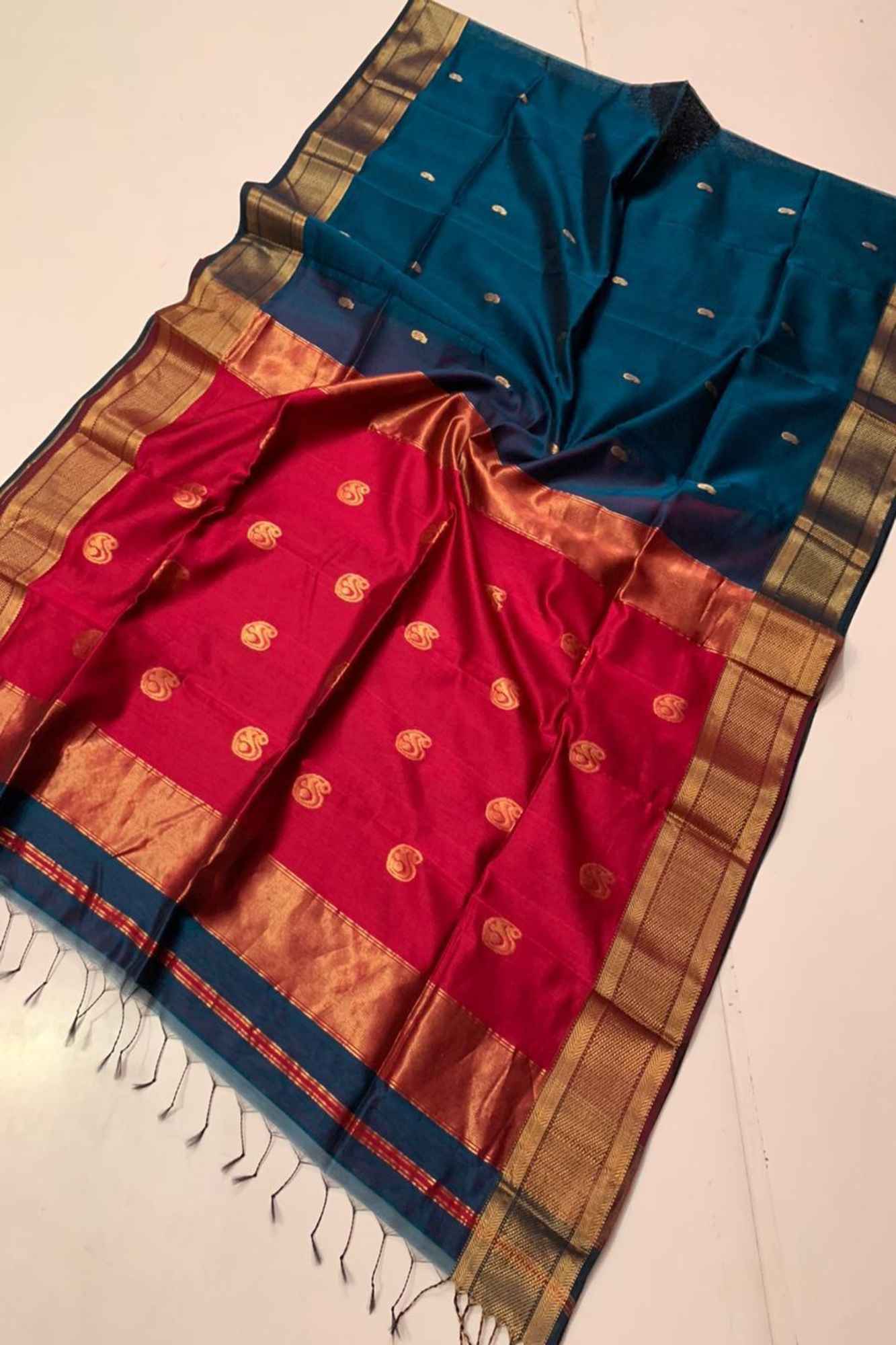 Beautiful Maheshwari cotton silk ready to wear saree