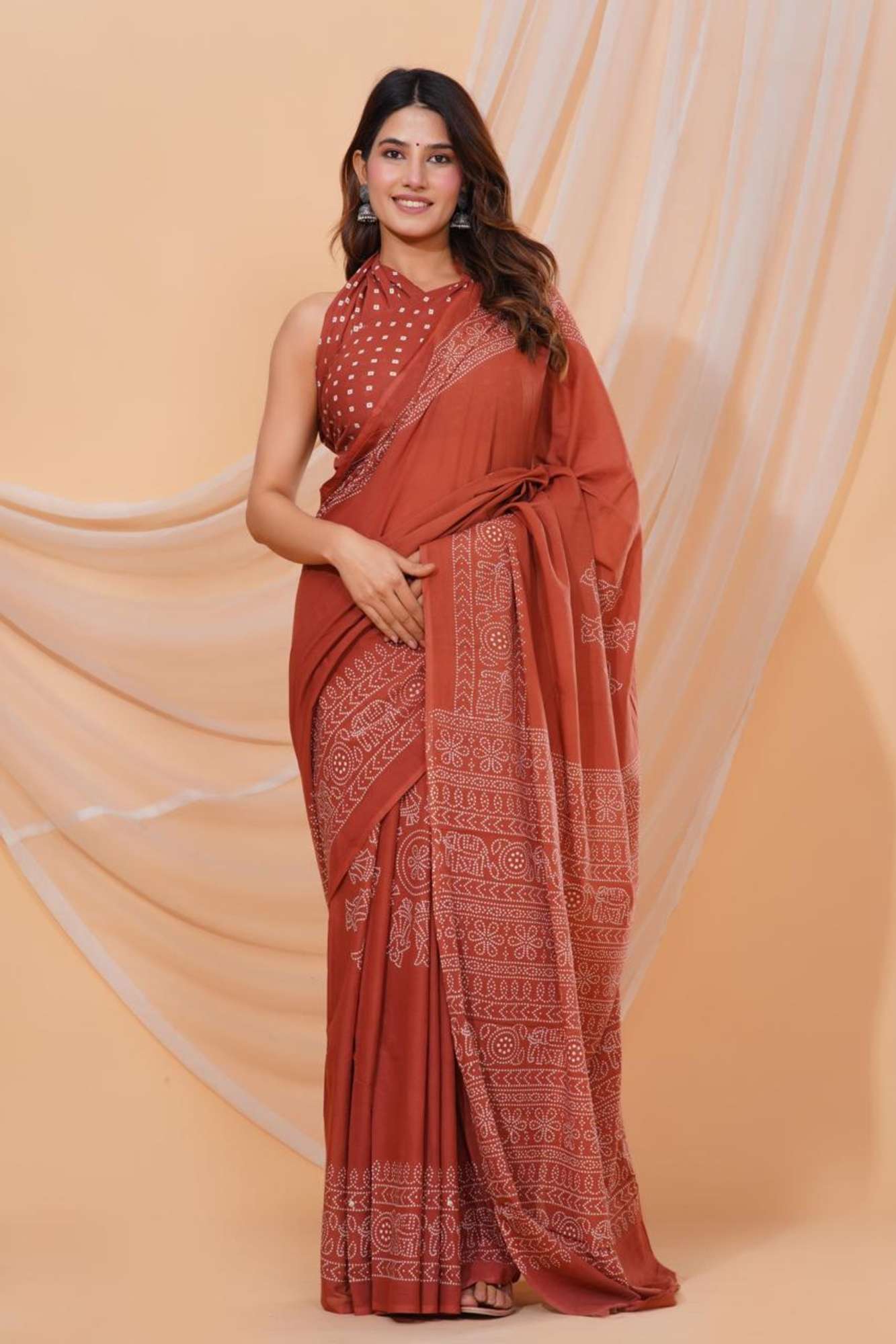 Mul mul pre-stitched ready to wear saree