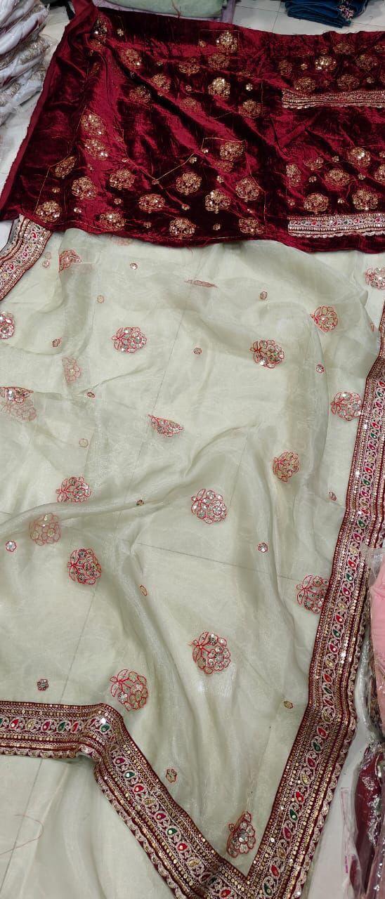 Beautiful Heavy Soft Tissue with Overall Sequence & Heavy Embroidery Zari Thread Ready to Wear Saree