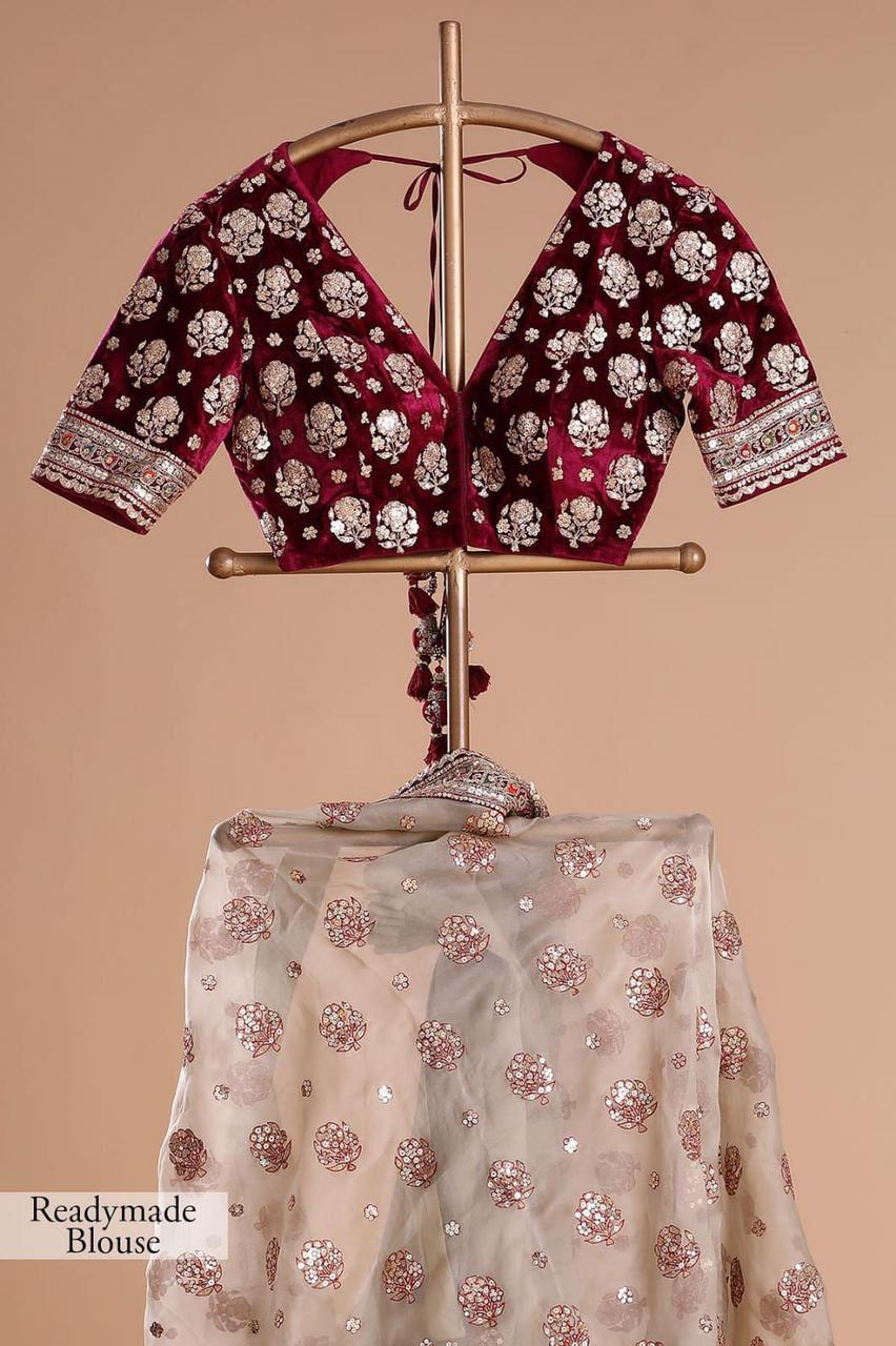 Beautiful Heavy Soft Tissue with Overall Sequence & Heavy Embroidery Zari Thread Ready to Wear Saree