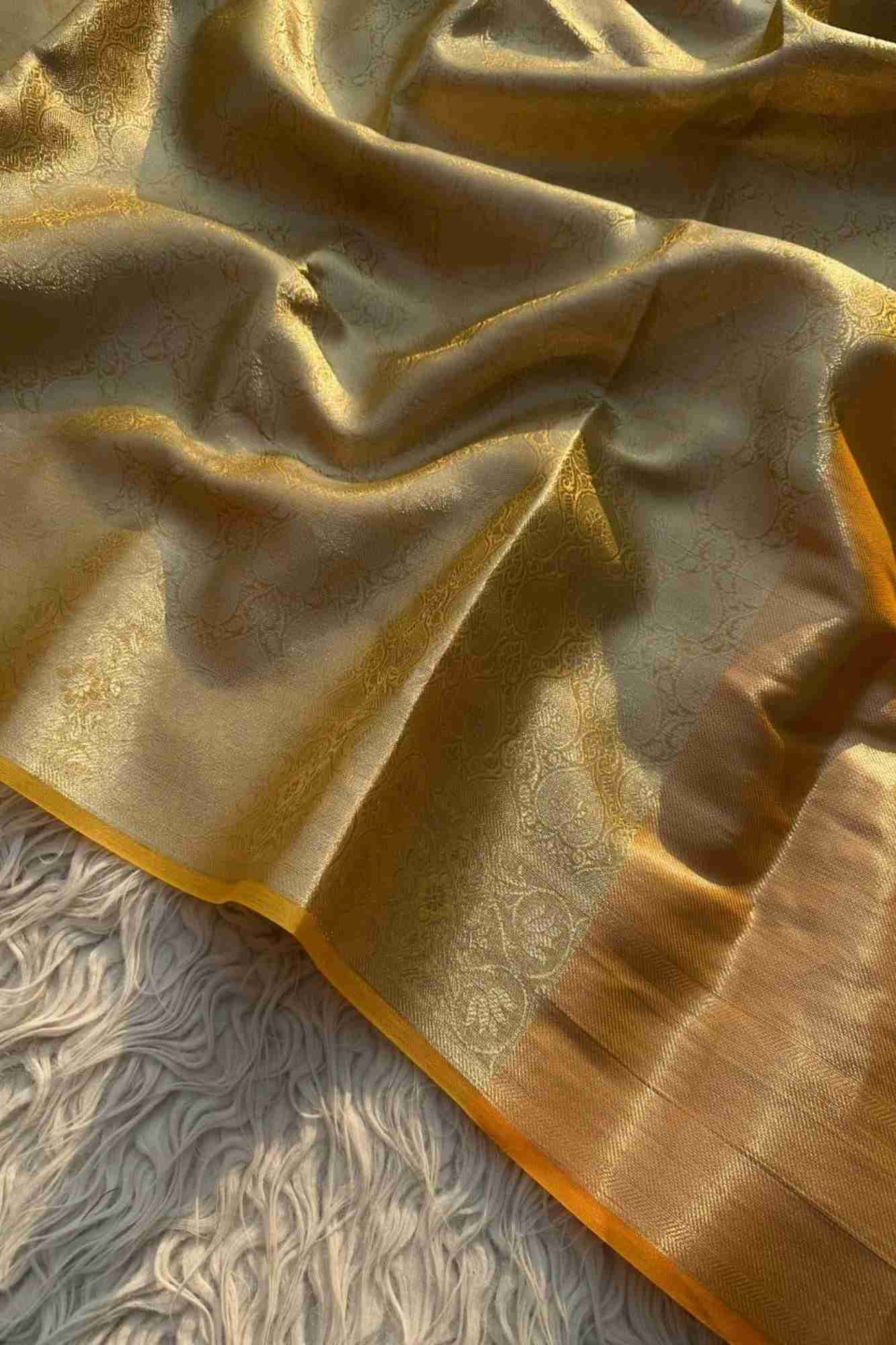 Banarasi Tanchoi ready to wear saree with Ornate pallu