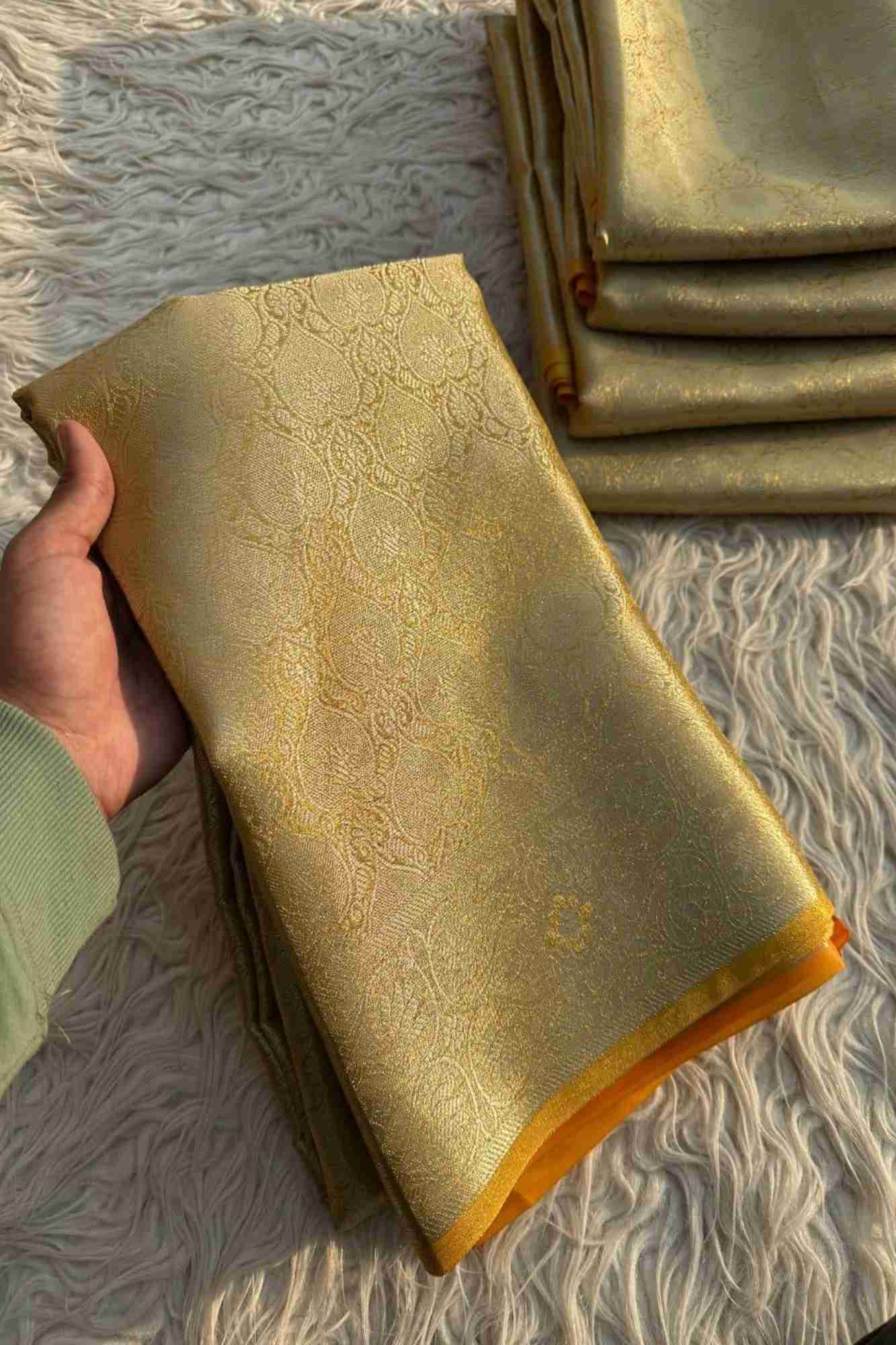 Banarasi Tanchoi ready to wear saree with Ornate pallu